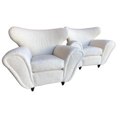 Pair of Oversized Upholstered Club Chairs, Italy, 1960s
