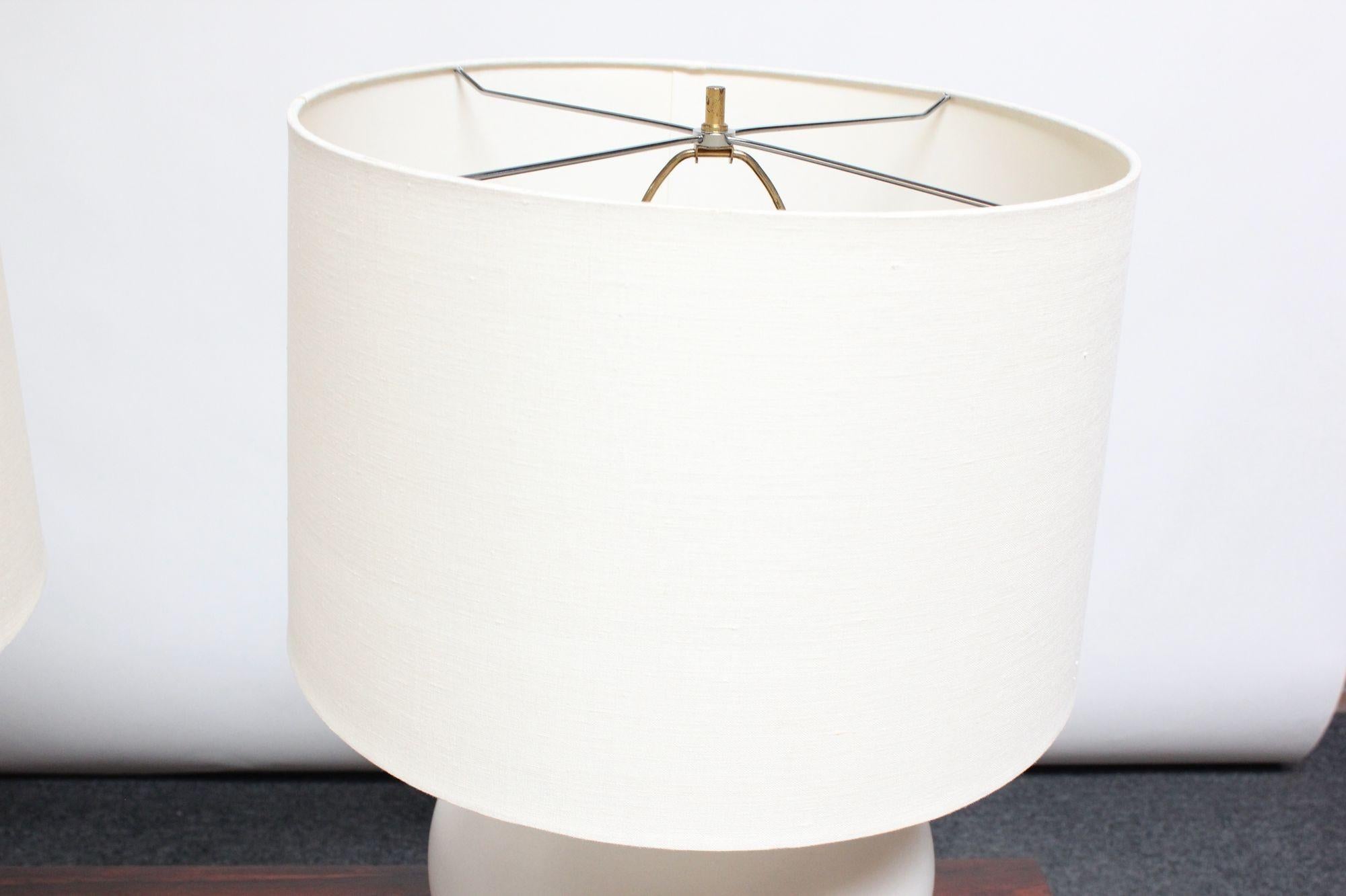 Pair of Oversized White Ceramic Table Lamps by Lee Rosen for Design Technics For Sale 8