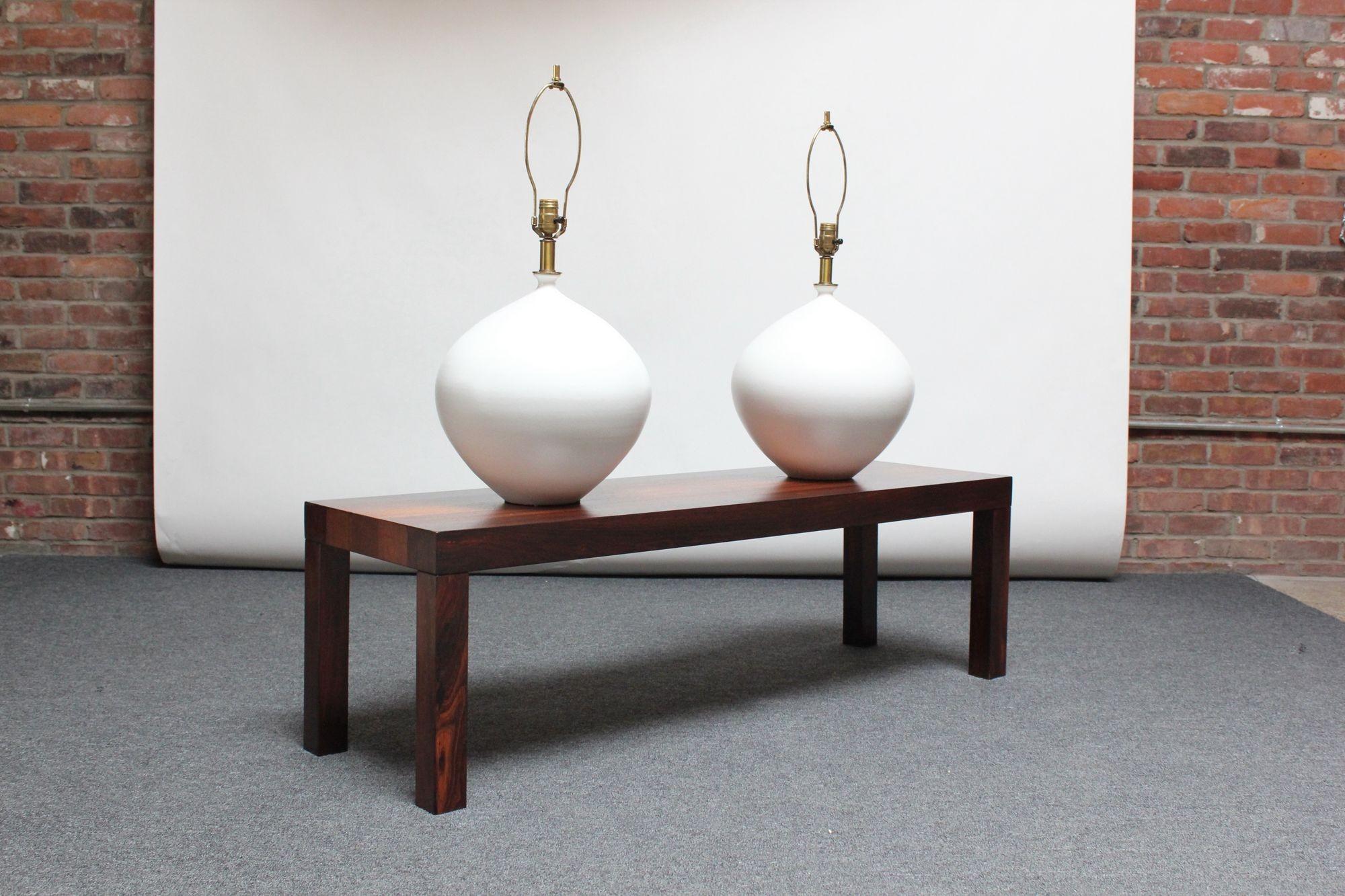 Pair of Oversized White Ceramic Table Lamps by Lee Rosen for Design Technics For Sale 10