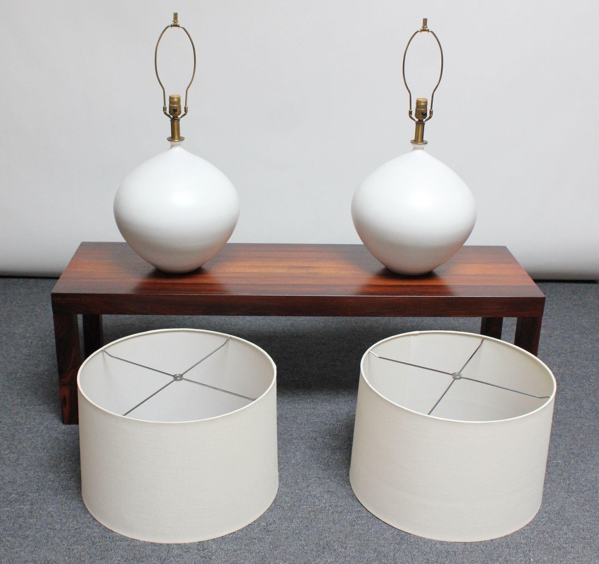 American Pair of Oversized White Ceramic Table Lamps by Lee Rosen for Design Technics For Sale