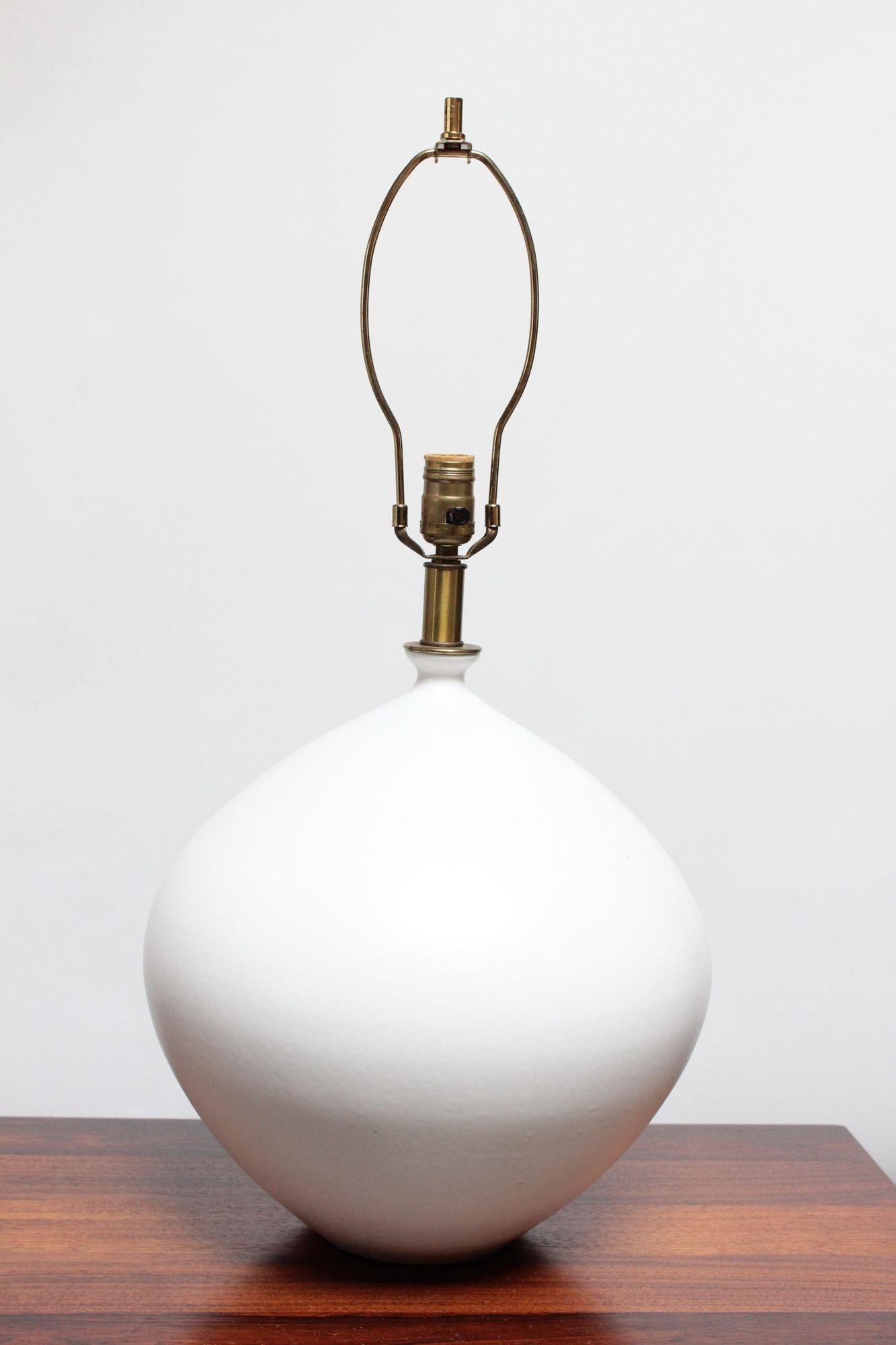 Pair of Oversized White Ceramic Table Lamps by Lee Rosen for Design Technics For Sale 1