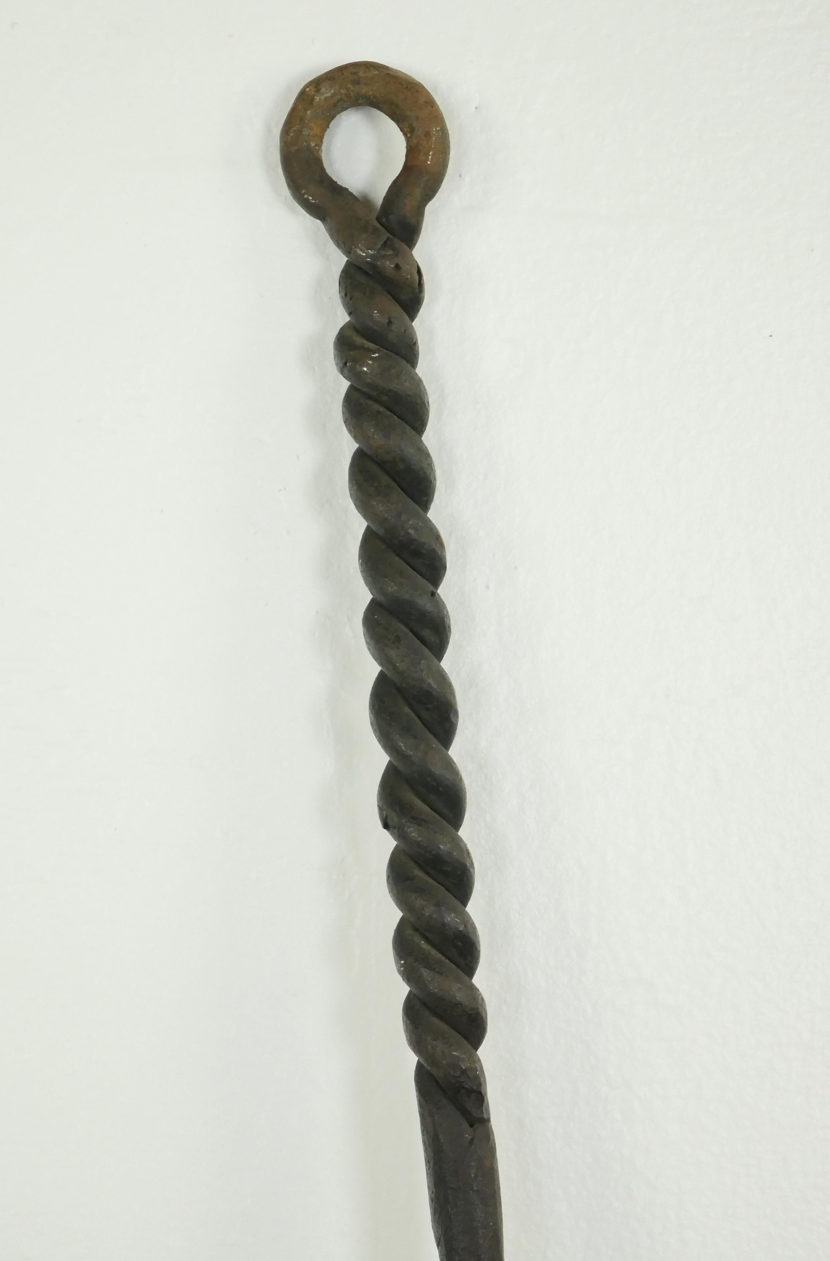 Pair of Oversized Wrought Iron Fireplace Tools For Sale 4