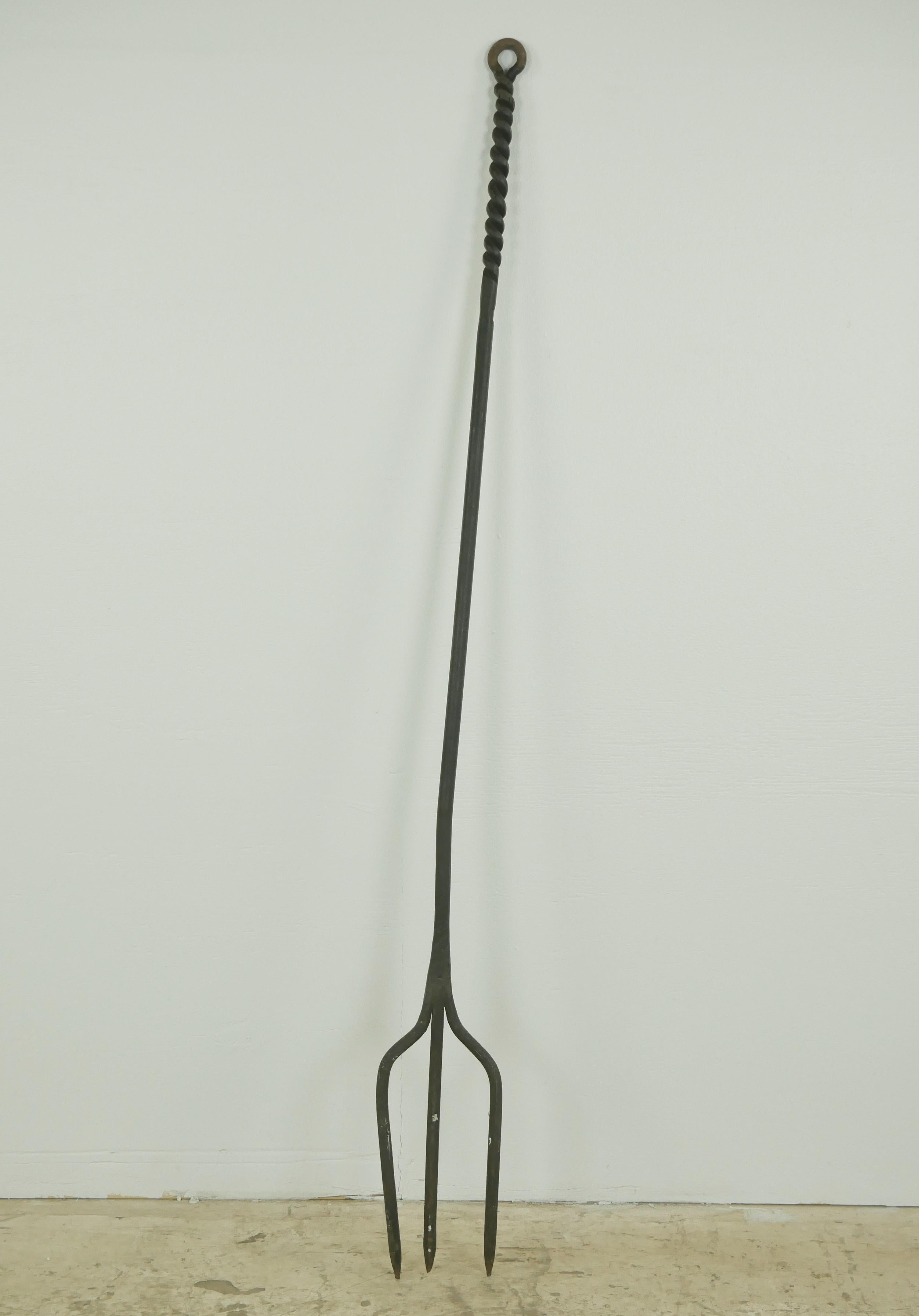 Pair of Oversized Wrought Iron Fireplace Tools For Sale 5