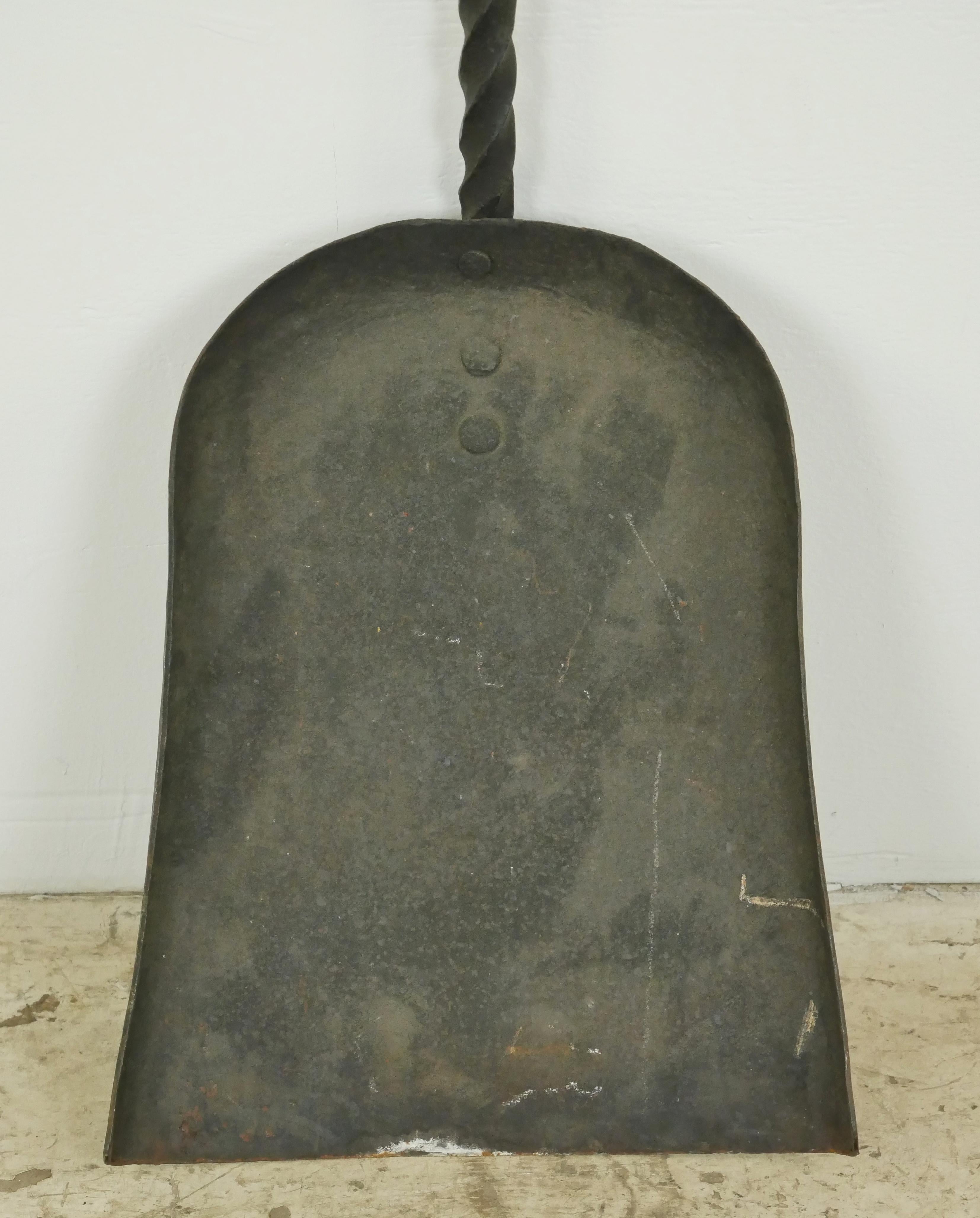 Industrial Pair of Oversized Wrought Iron Fireplace Tools For Sale