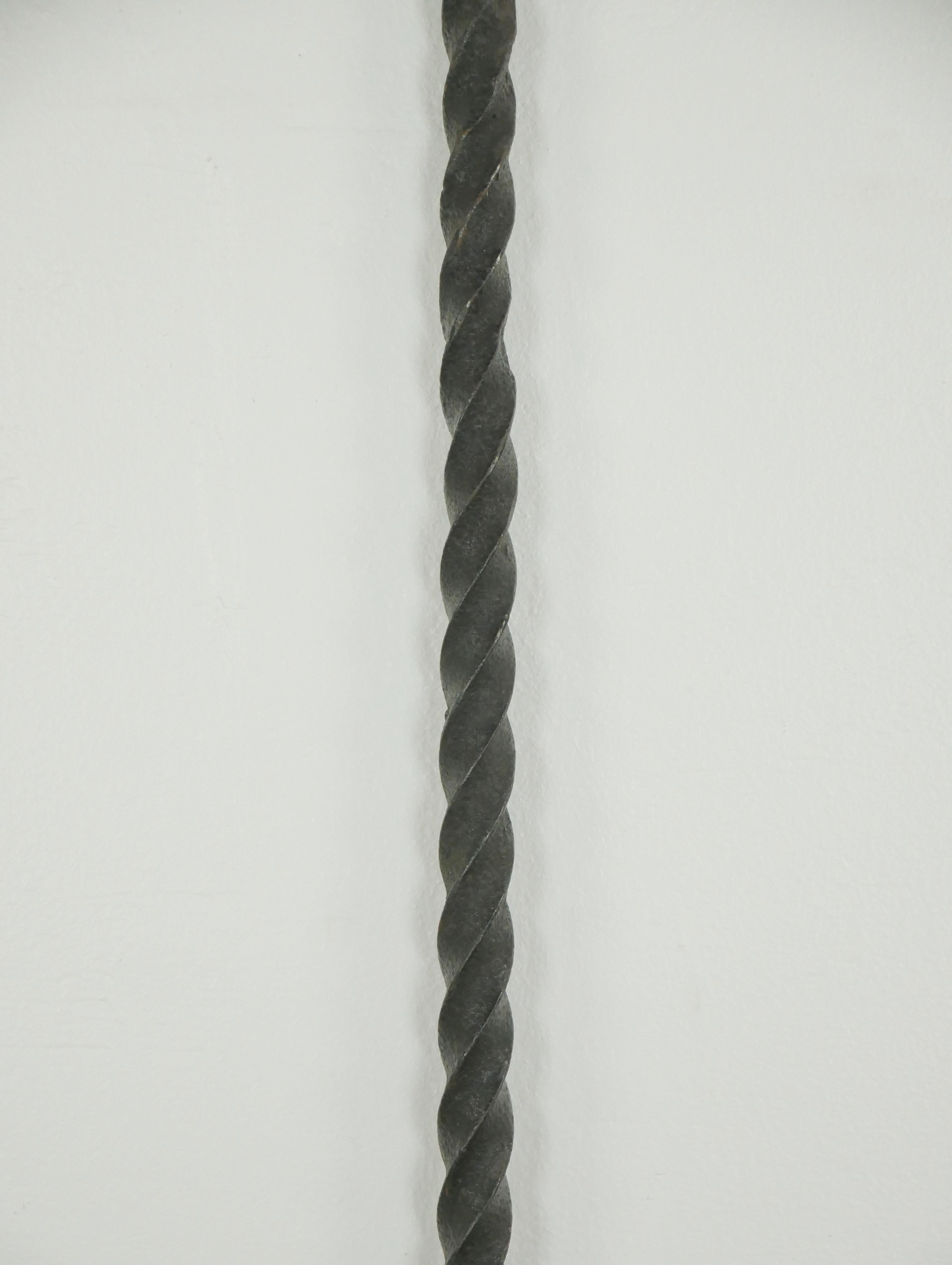 American Pair of Oversized Wrought Iron Fireplace Tools For Sale