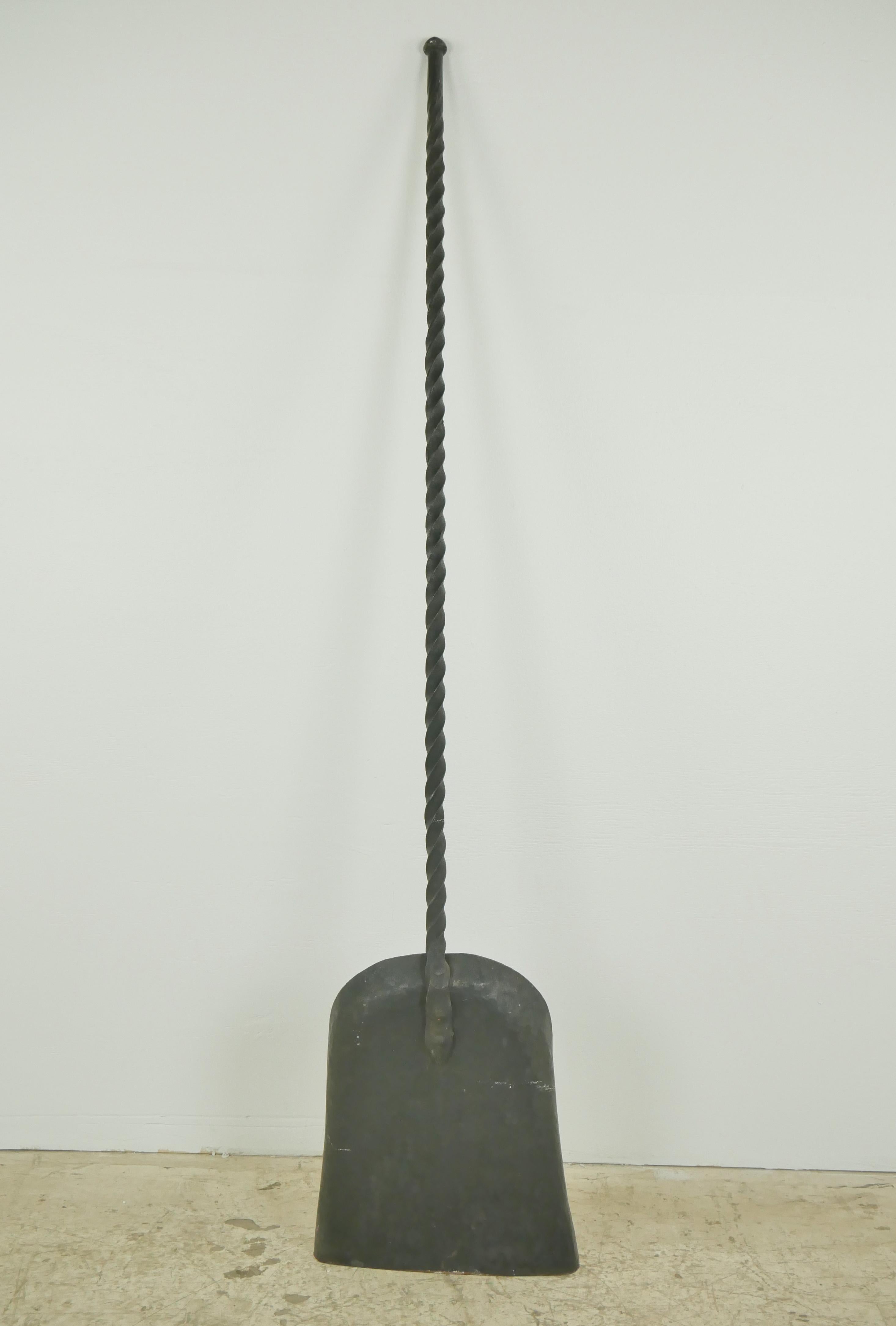 19th Century Pair of Oversized Wrought Iron Fireplace Tools For Sale