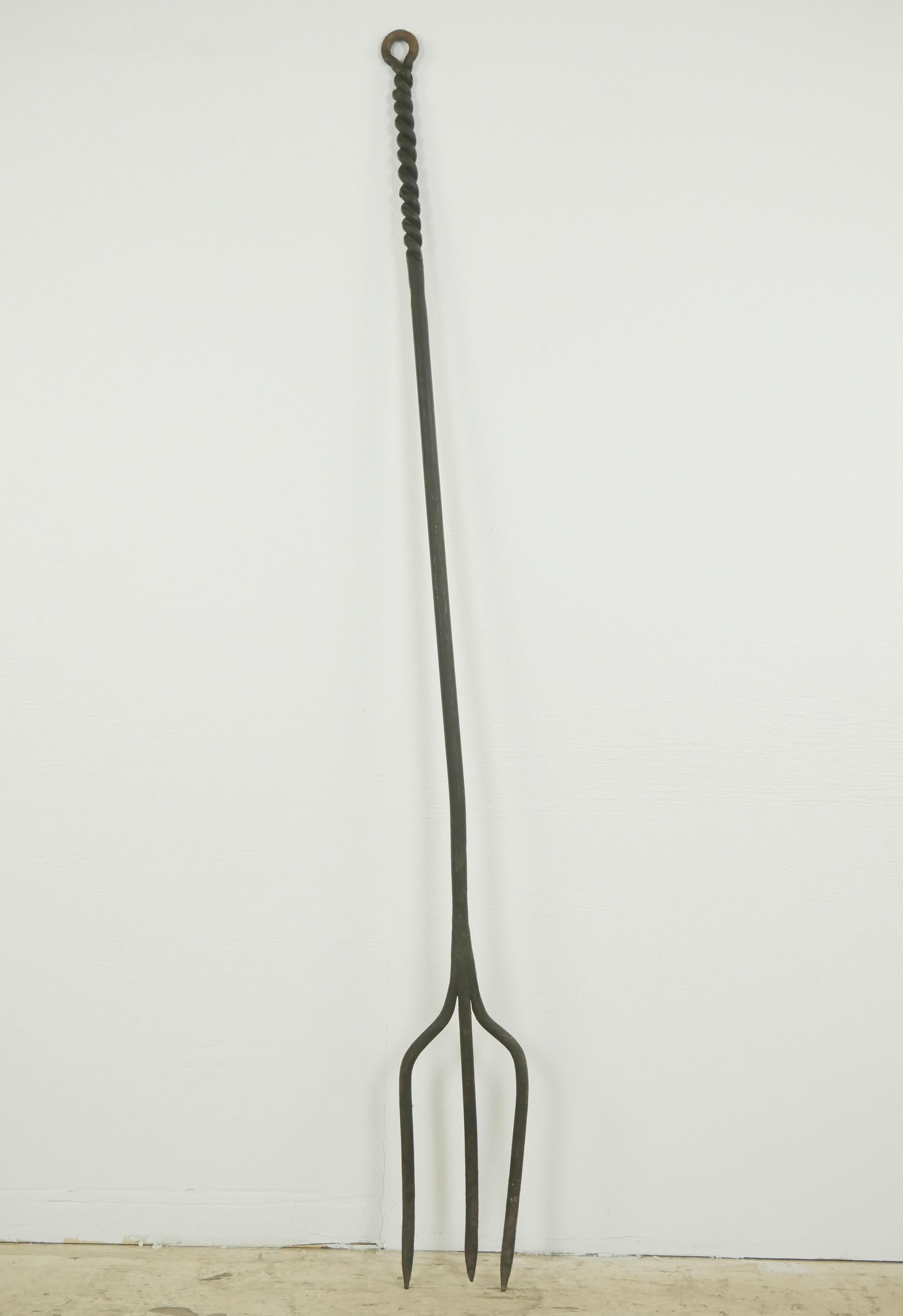 Pair of Oversized Wrought Iron Fireplace Tools For Sale 2