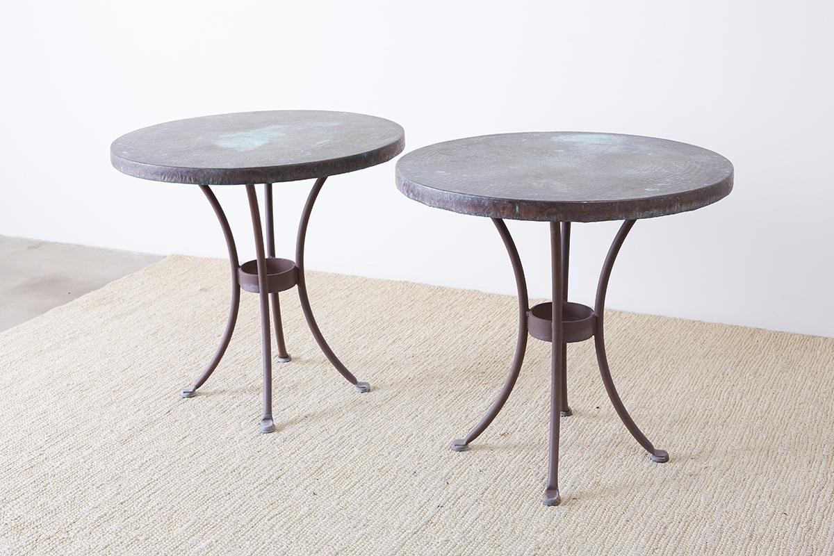 Rustic Pair of O.W. Lee Bistro Style Copper Dining Tables