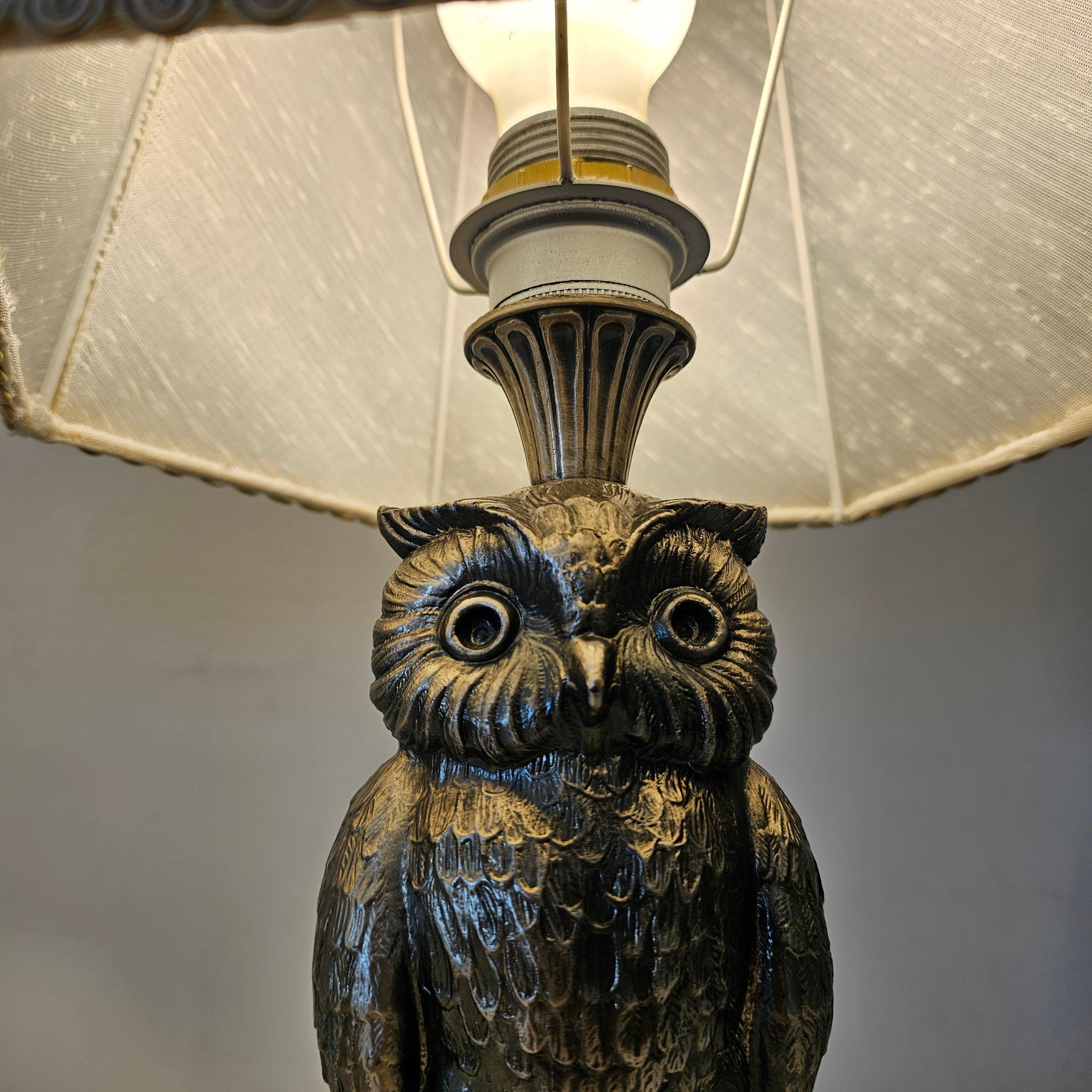 Hollywood Regency Pair of Owl Lamps by Loevsky & Loevsky For Sale