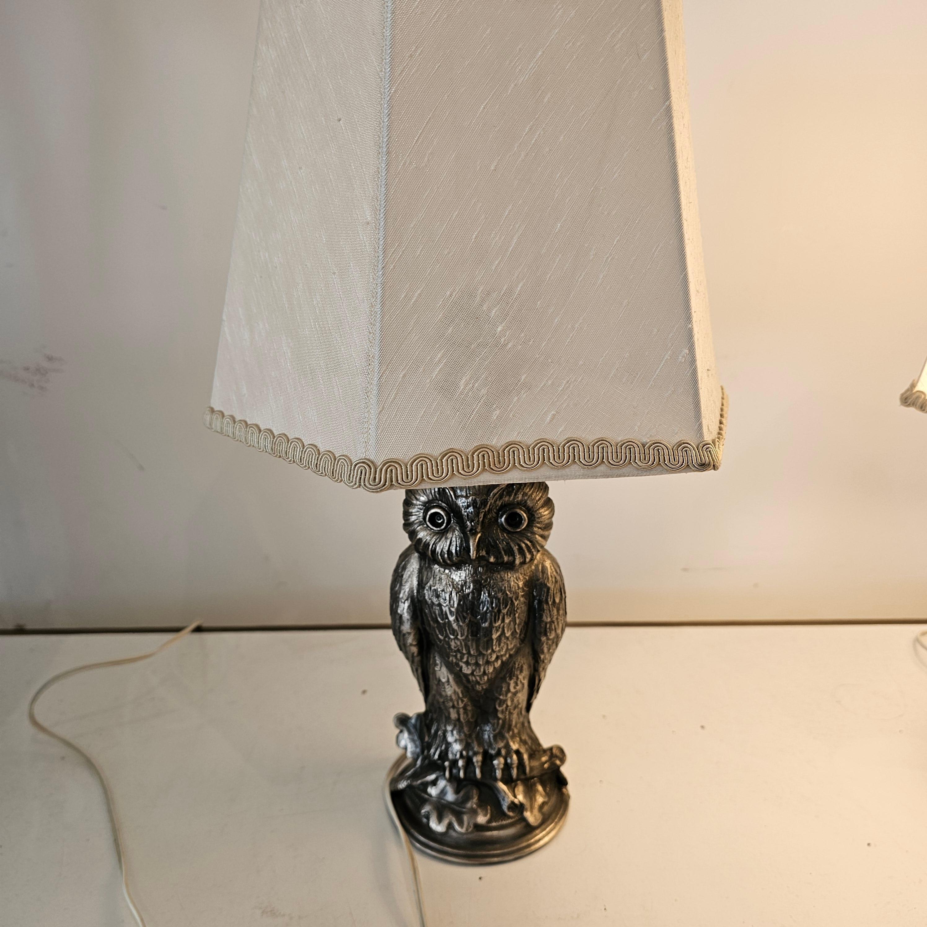 Pair of Owl Lamps by Loevsky & Loevsky In Good Condition For Sale In Waasmunster, BE