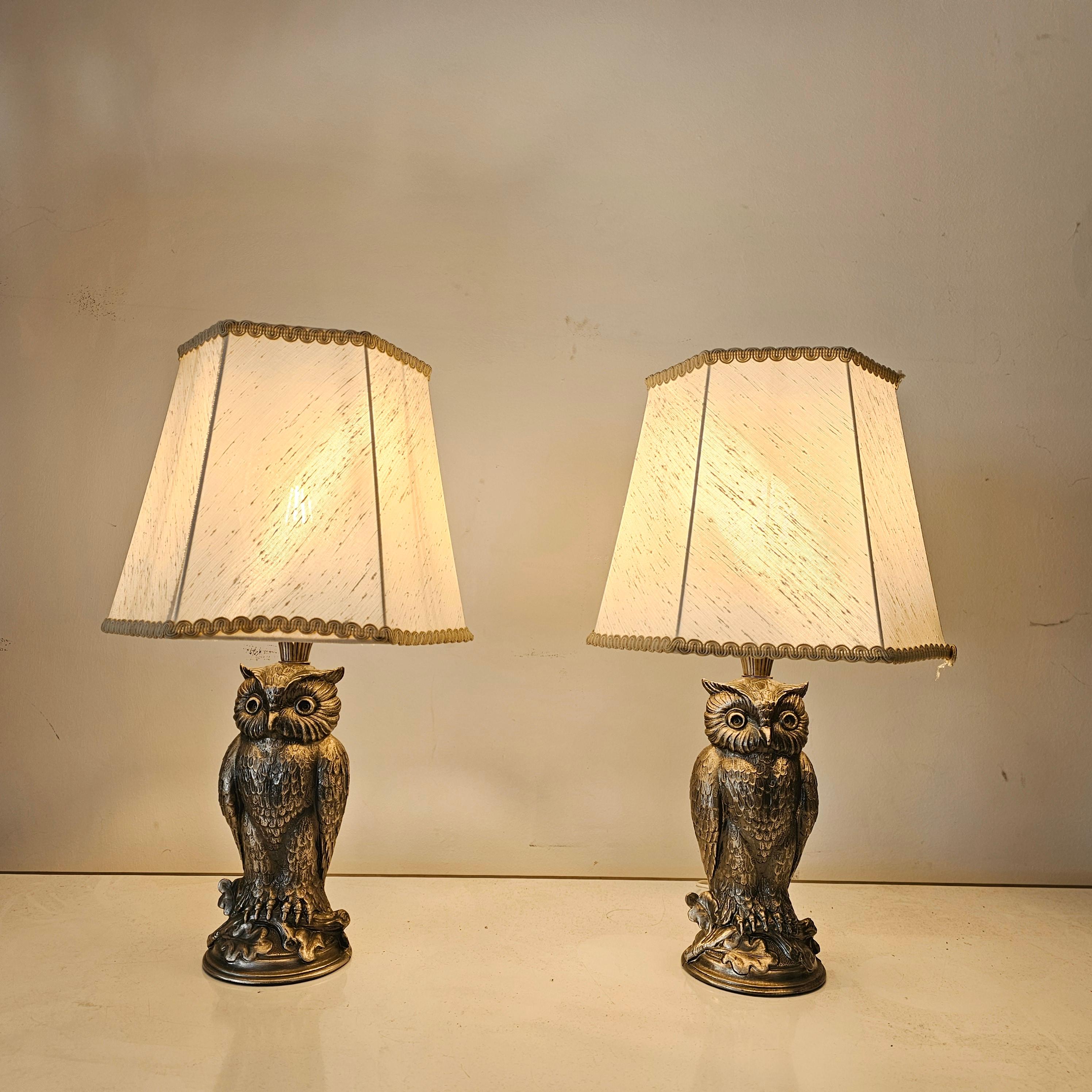 Pair of Owl Lamps by Loevsky & Loevsky For Sale 1