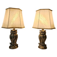 Retro Pair of Owl Lamps by Loevsky & Loevsky