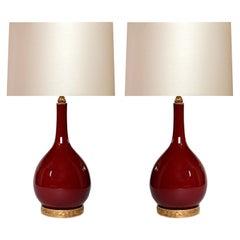 Pair of Oxblood Porcelain Lamps