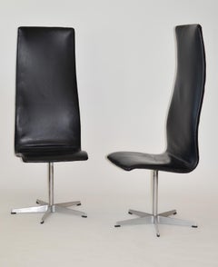 Pair of Black Oxford Chairs by Arne Jacobsen for Fritz Hansen, Denmark 1960s