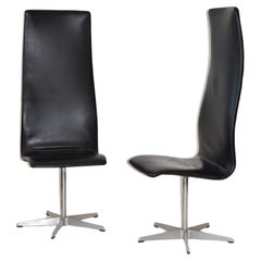 Pair of Black Oxford Chairs by Arne Jacobsen for Fritz Hansen, Denmark 1960s
