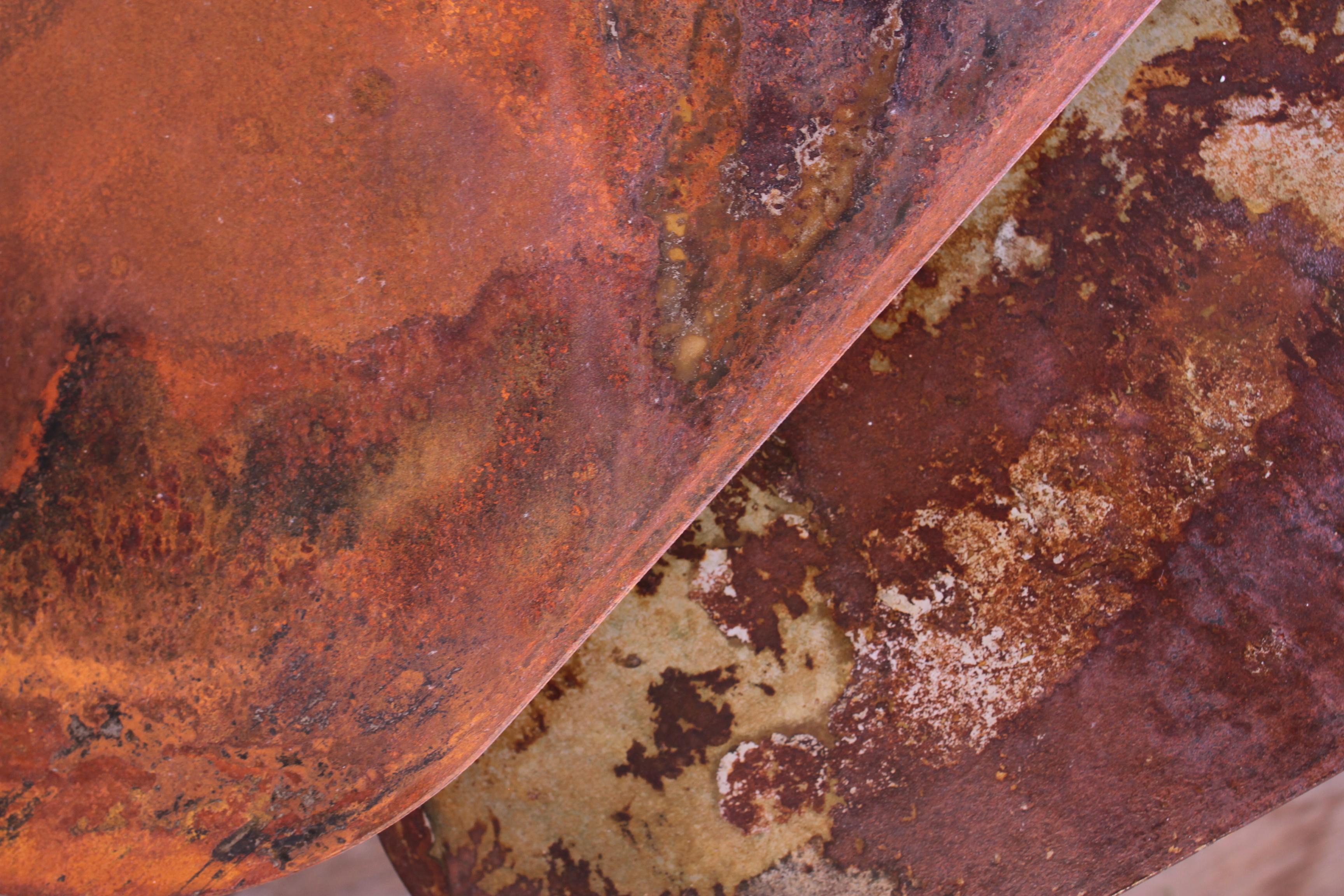 Contemporary Pair of Oxidized Ellipses Table Signed by Pia Chevalier For Sale