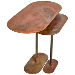 Pair of Oxidized Ellipses Table Signed by Pia Chevalier