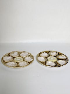 Pair of Oyster Plates in Ceramic, Francee, 1970s