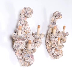Pair of Oyster Shell Grotto Style Wall Sconces