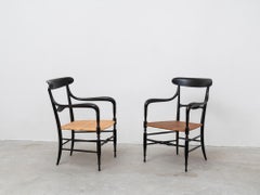 Pair of P 2 "Campanino" Cane Armchairs by Colombo Sanguineti for Azucena, 1950s