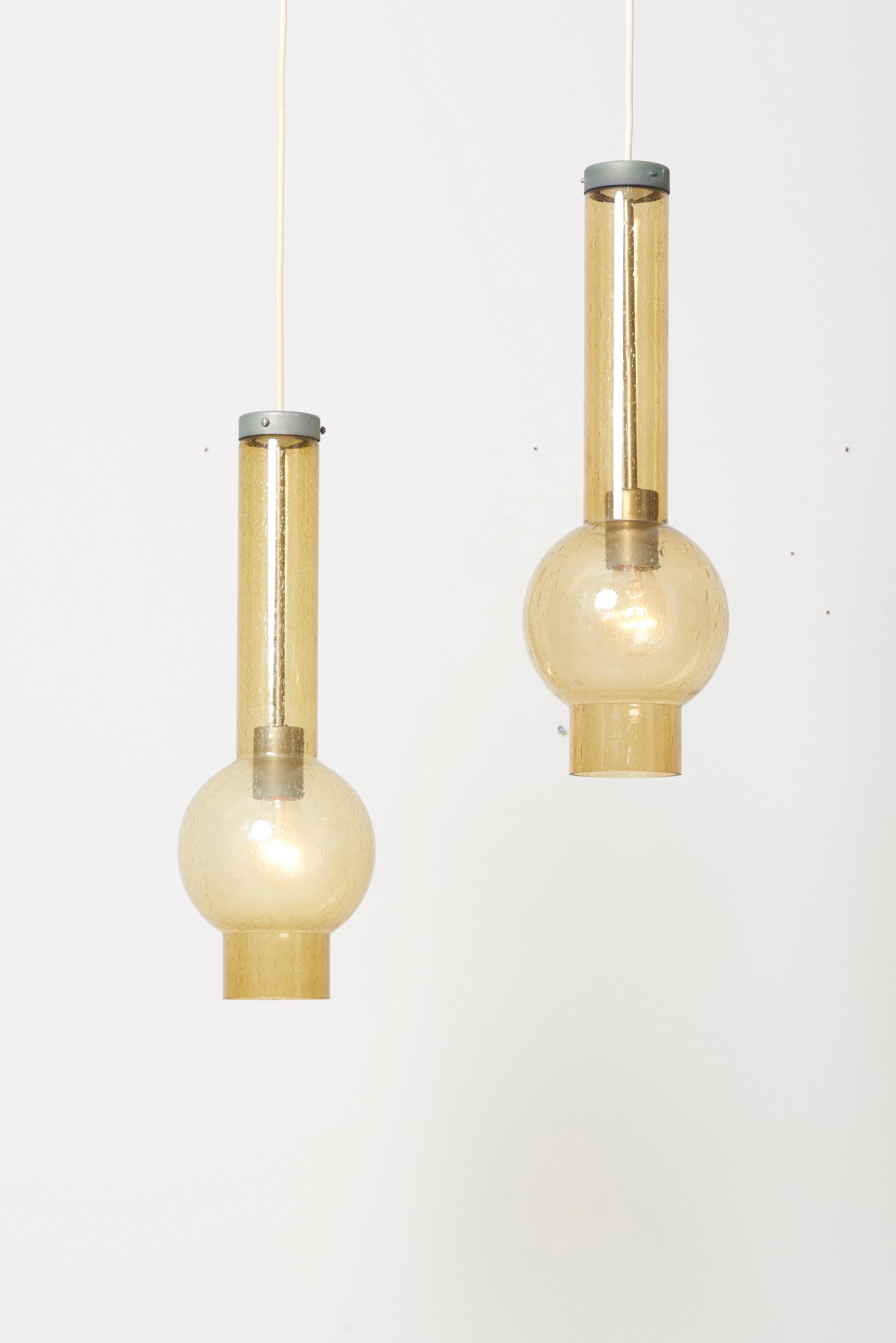 20th Century Pair of P1115 Glass Pendant Lamps by Staff, Germany, 1960s For Sale