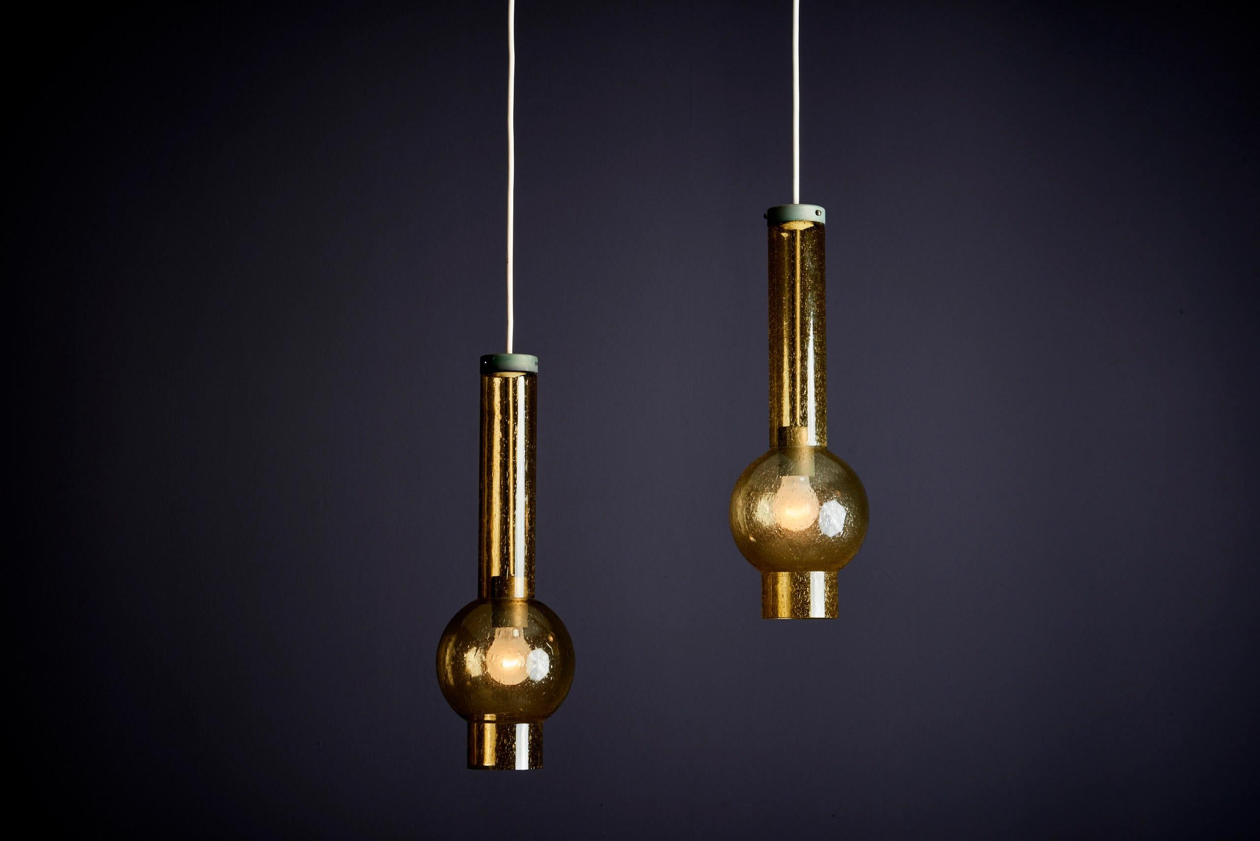 20th Century Pair of P1115 Glass Pendant Lamps by Staff, Germany, 1960s For Sale