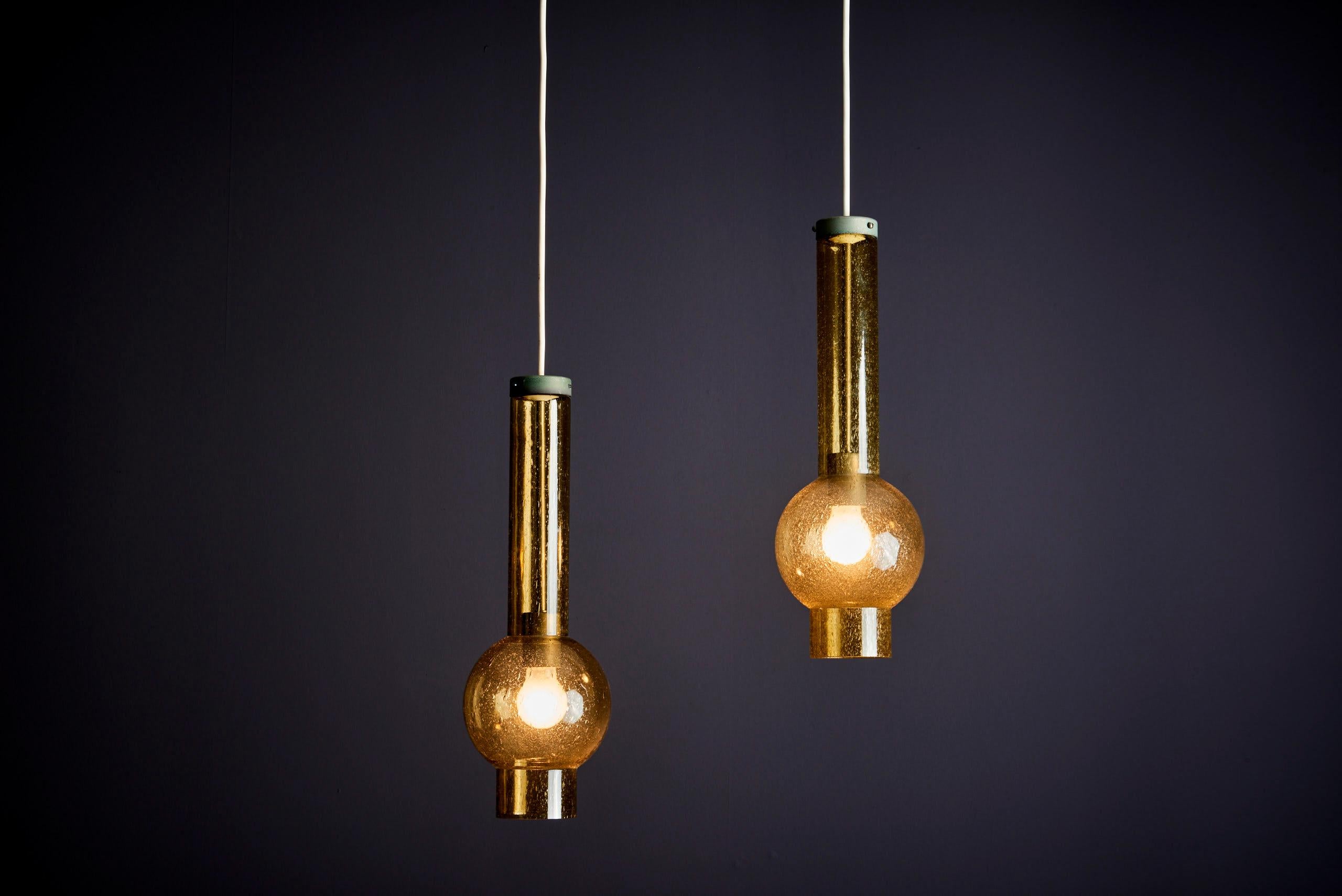 Pair of P1115 Glass Pendant Lamps by Staff, Germany, 1960s For Sale 1