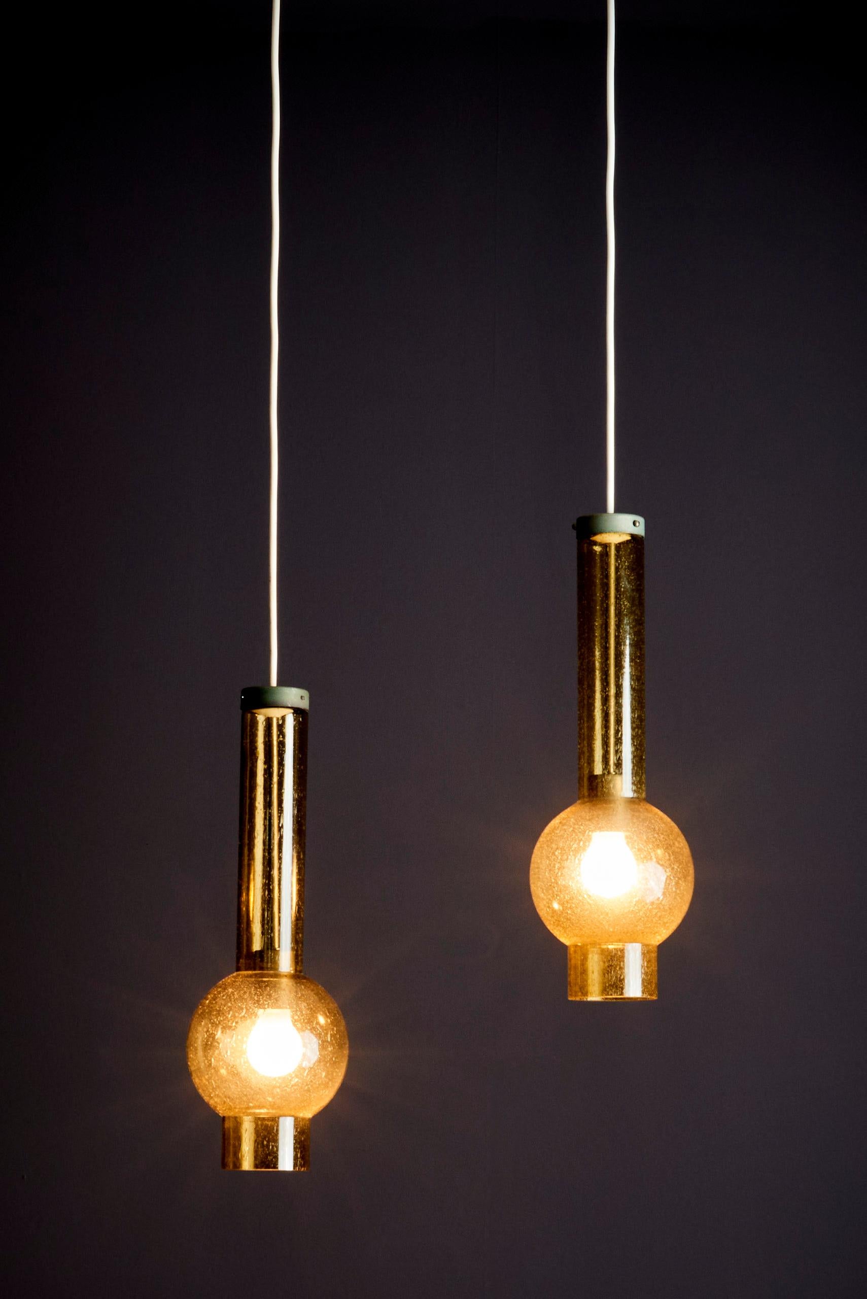Pair of P1115 Glass Pendant Lamps by Staff, Germany, 1960s For Sale 2