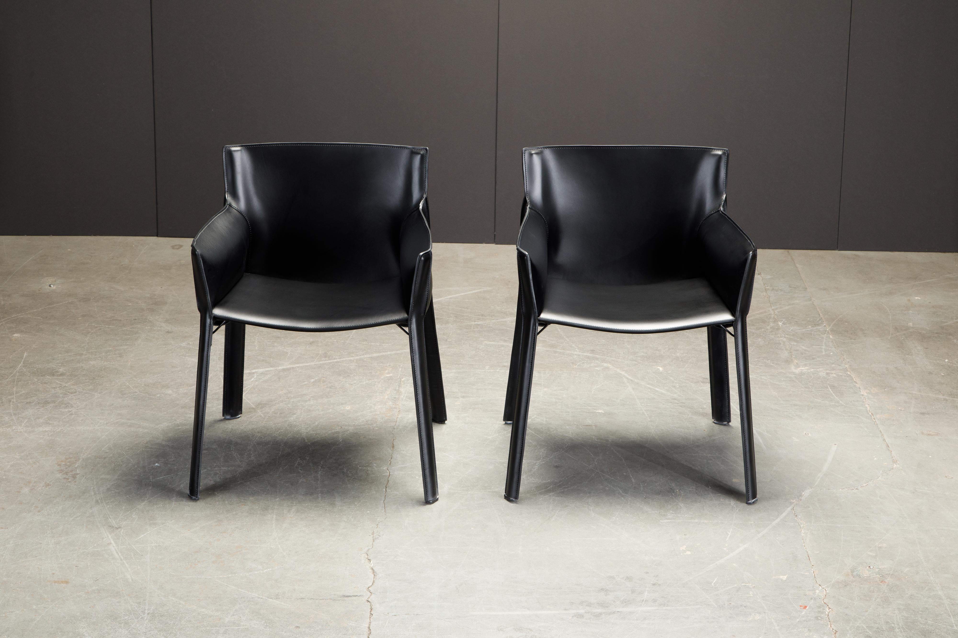 Pair of 'P90' Leather Armchairs by Giancarlo Vegni for Fasem, New  In New Condition In Los Angeles, CA