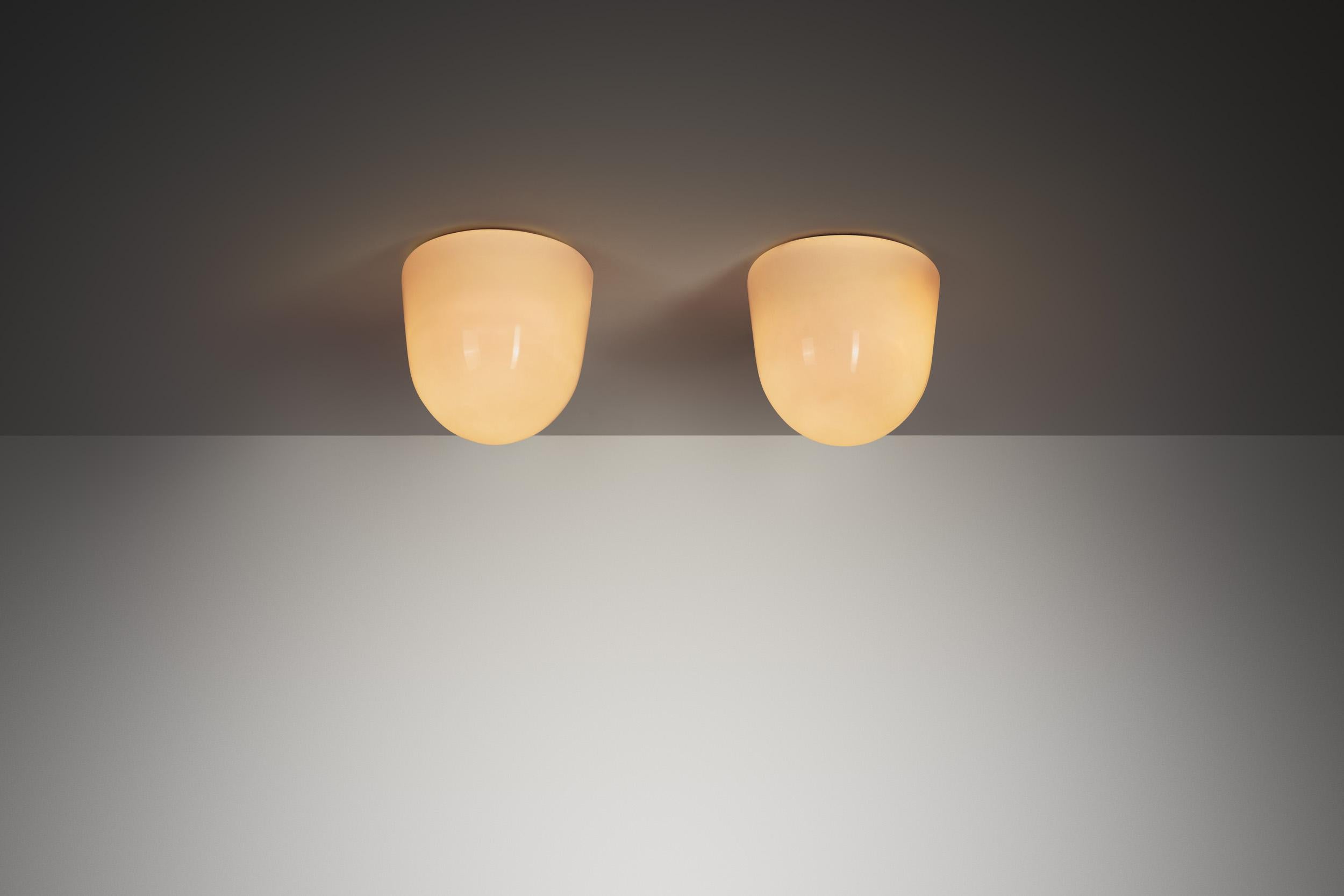 Metà XX secolo Coppia di lampade da soffitto 