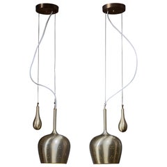 Pair of Paavo Tynell Bell Chandeliers with Counterweight