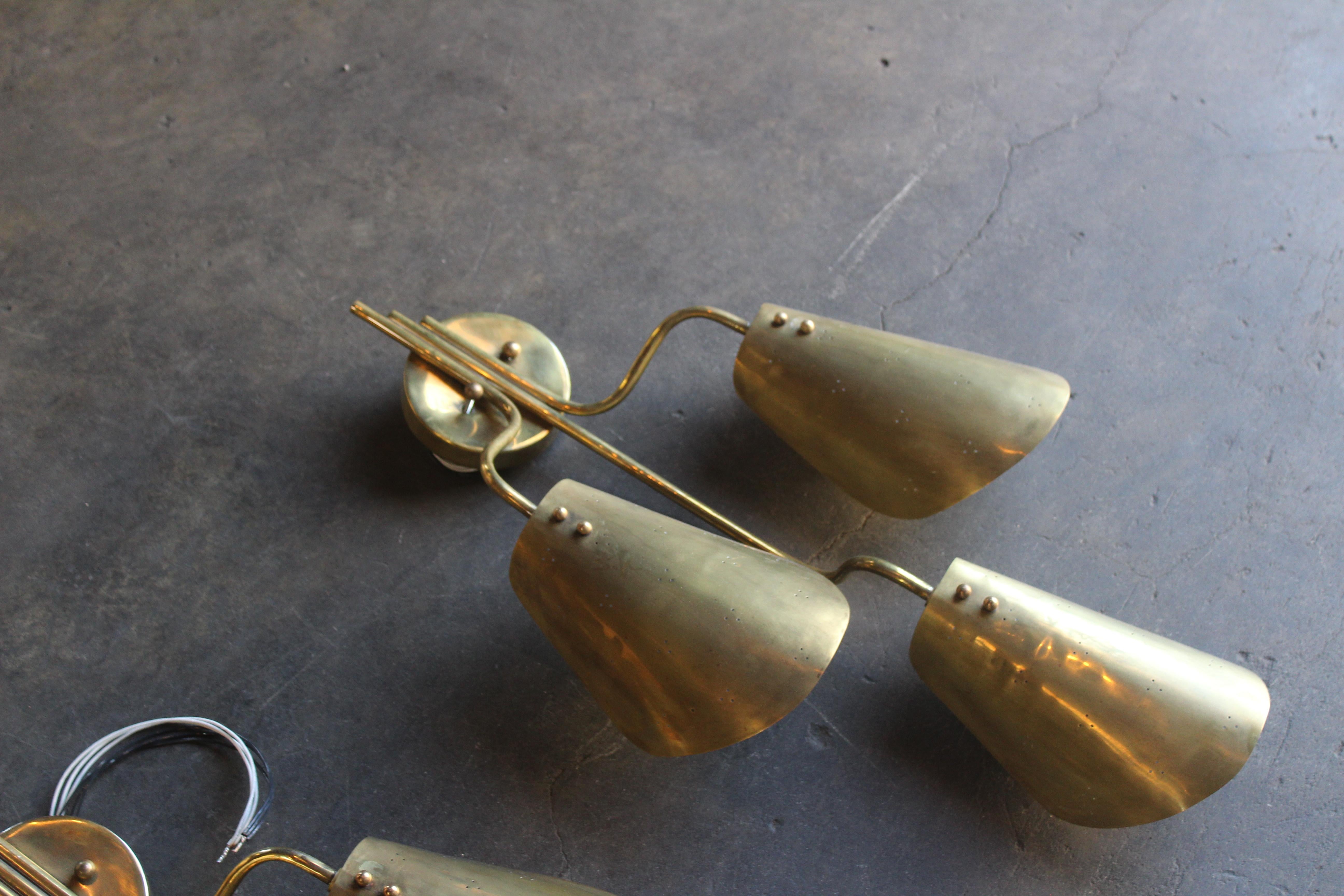 Pair of Paavo Tynell Brass Wall Sconces for Lightolier, 1950s 6