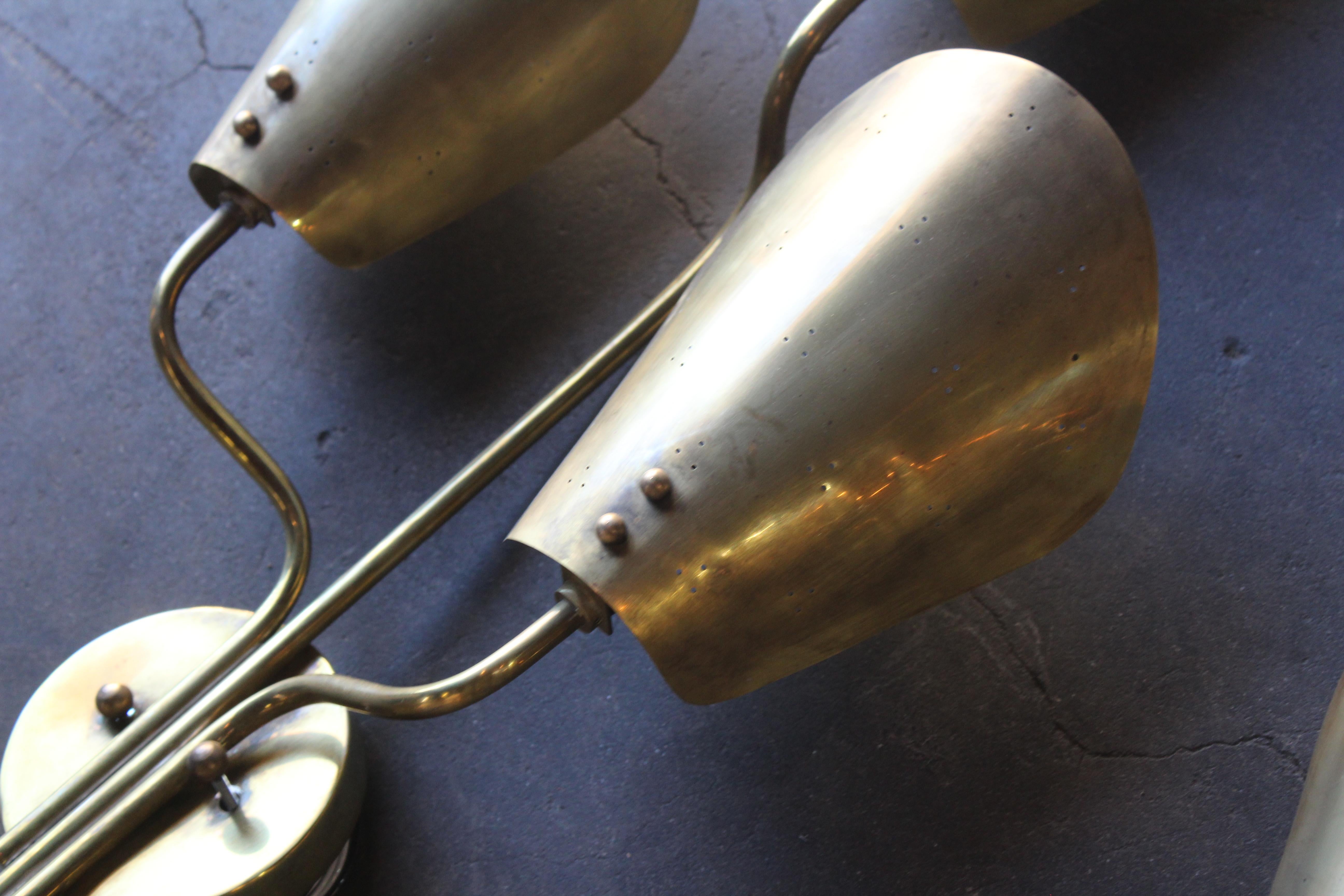 Pair of Paavo Tynell Brass Wall Sconces for Lightolier, 1950s 2