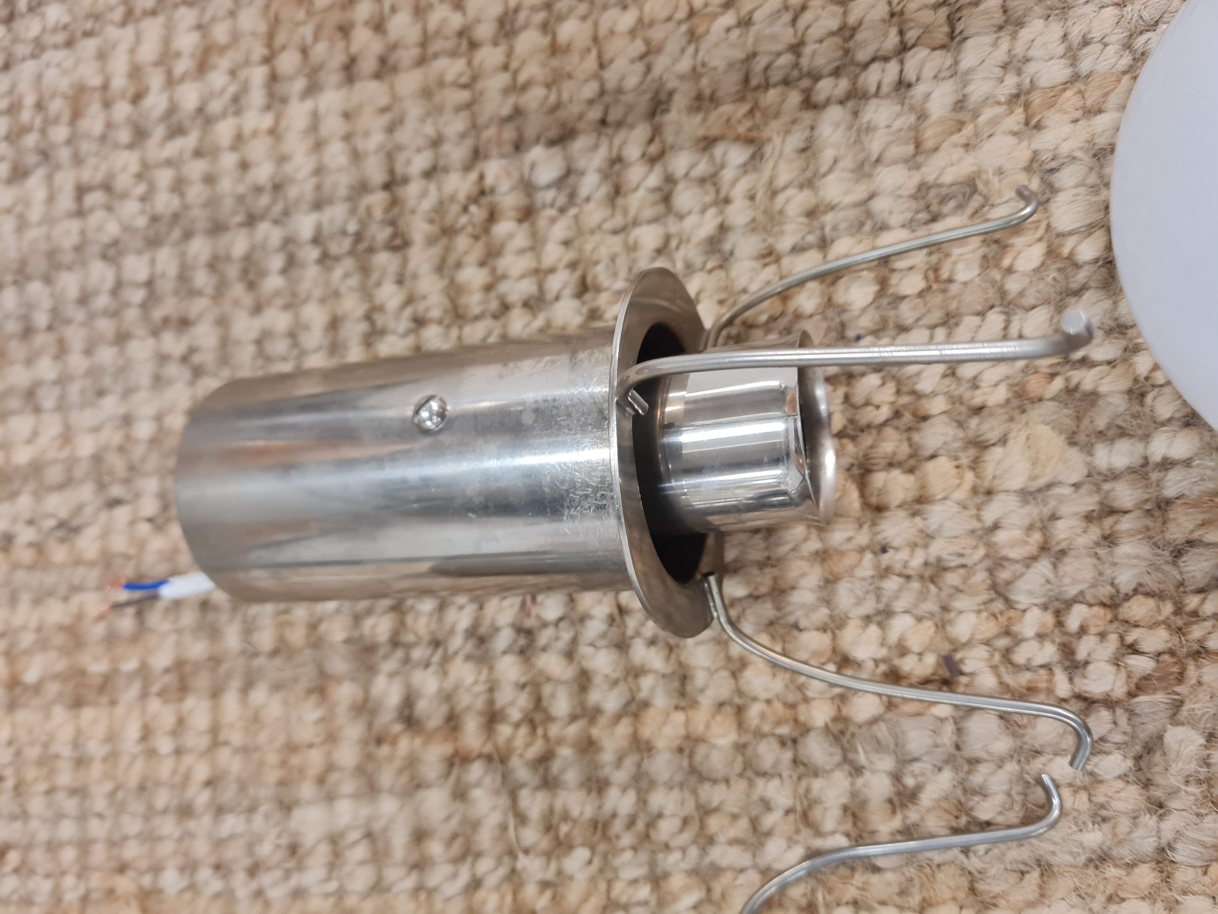 Pair of Paavo Tynell Ceiling Lamps in Chromed Brass & Opaline Glass, Taito 1930s For Sale 6