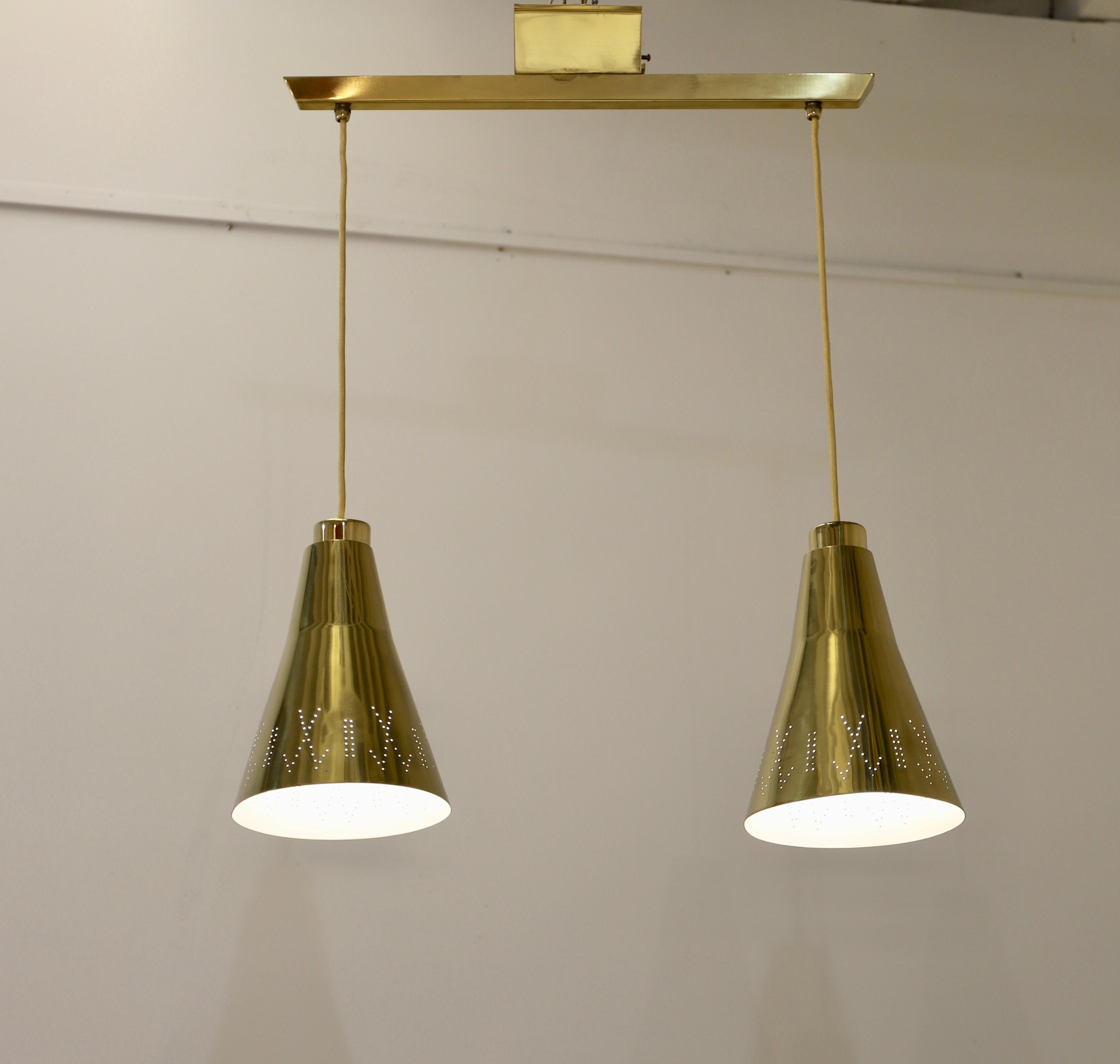 Pair of Paavo Tynell, Double Pendants for Taito Oy, Finland In Excellent Condition For Sale In New York, NY