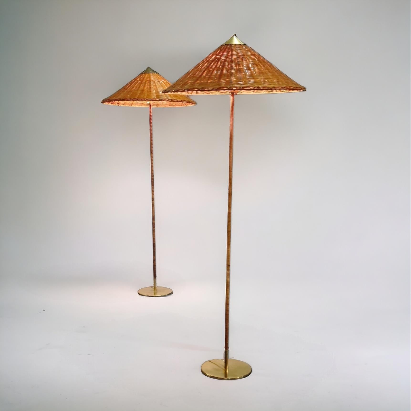 Paar Stehlampen von Paavo Tynell, Modell 9602 „Chinesischer Hut“, Idman, 1950er Jahre im Angebot 11