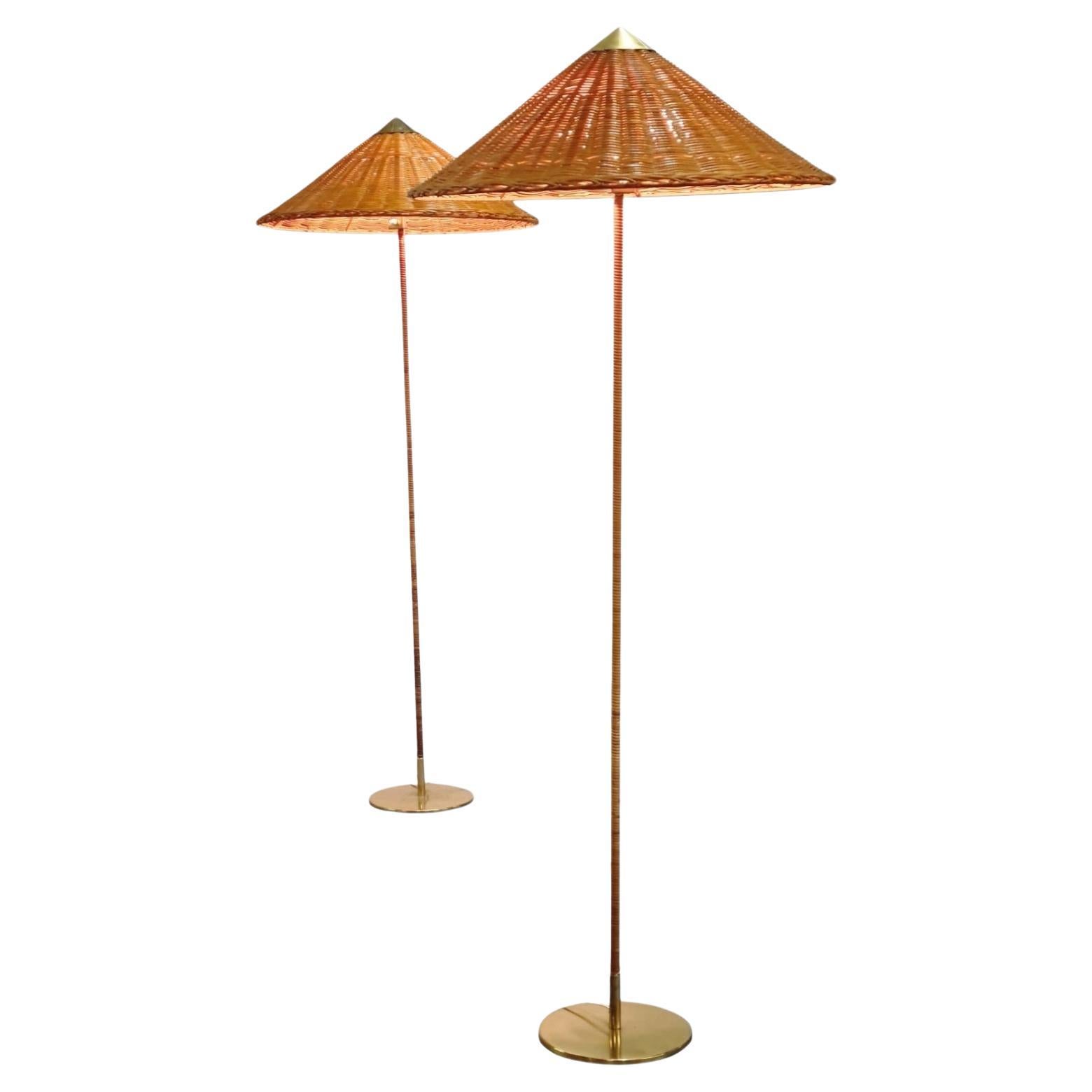 Pair of Paavo Tynell Floor Lamps Model 9602 "Chinese Hat" , Idman 1950s For Sale