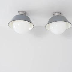 Pair of Paavo Tynell Outdoor / Indoor Industrial style lamps, Idman 1960s