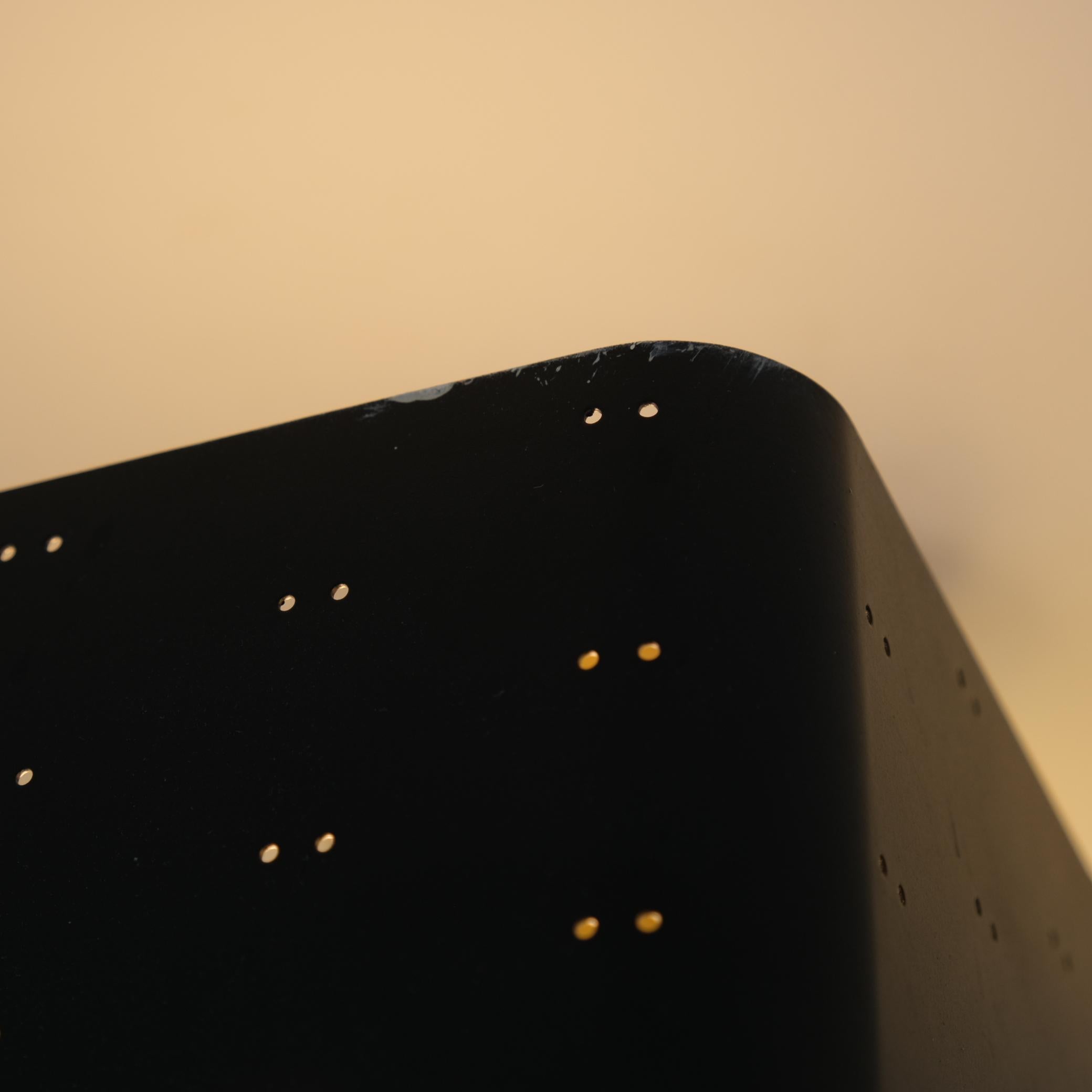 Metal Pair of Paavo Tynell Starry Sky Ceiling Lamps 9068 in Black & Brass, Idman 1950s For Sale