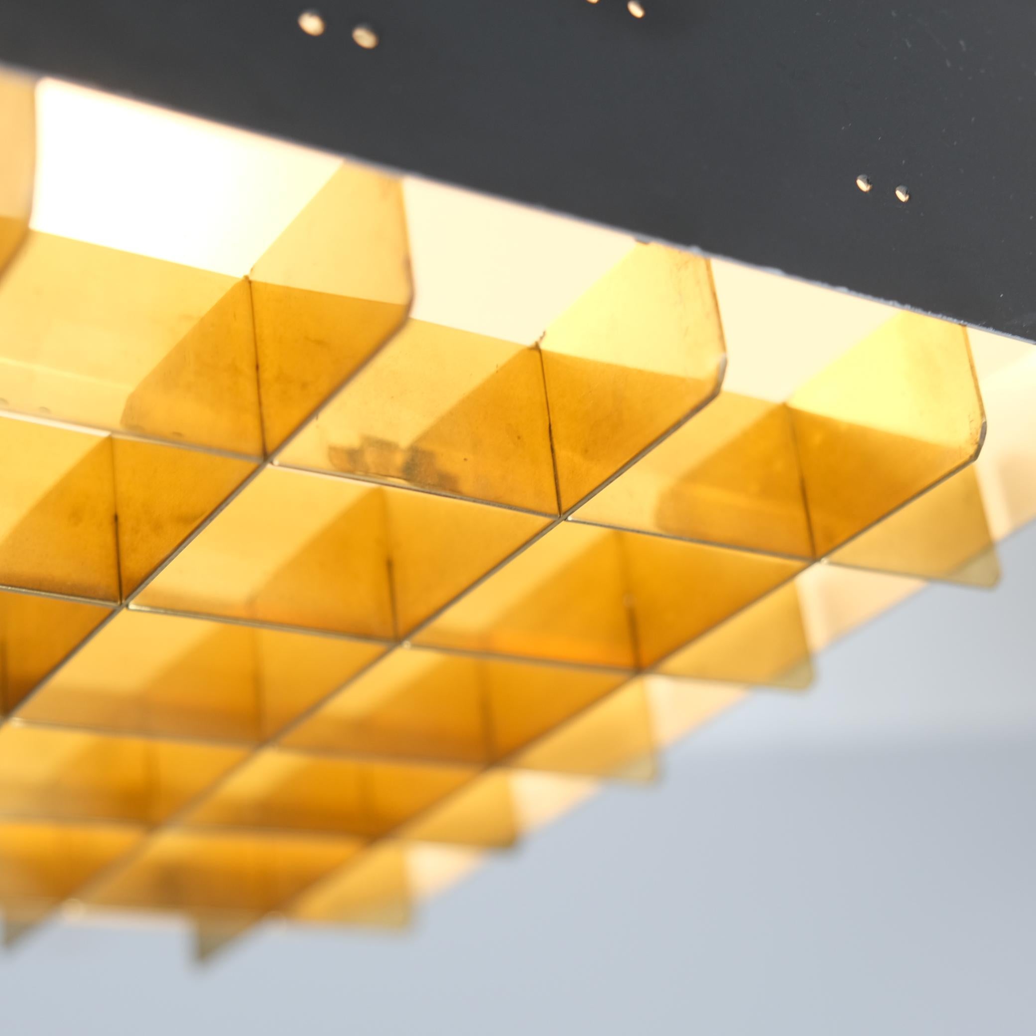 Pair of Paavo Tynell Starry Sky Ceiling Lamps 9068 In Black & Brass, Idman 1960s For Sale 4