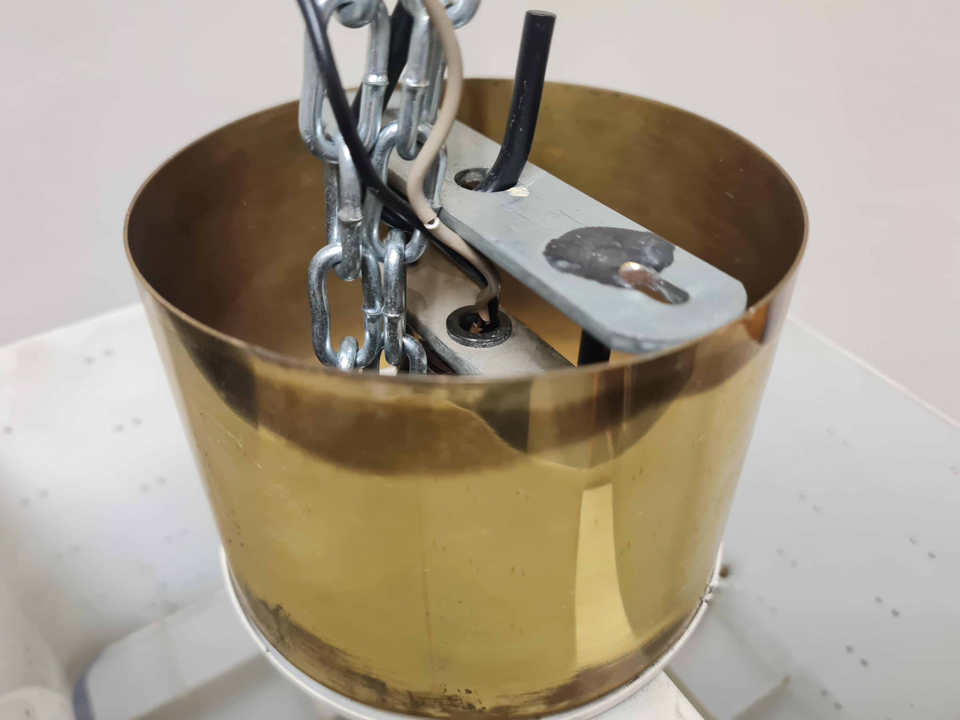Pair of Paavo Tynell Starry Sky Ceiling Lamps 9068 In Black & Brass, Idman 1960s For Sale 10