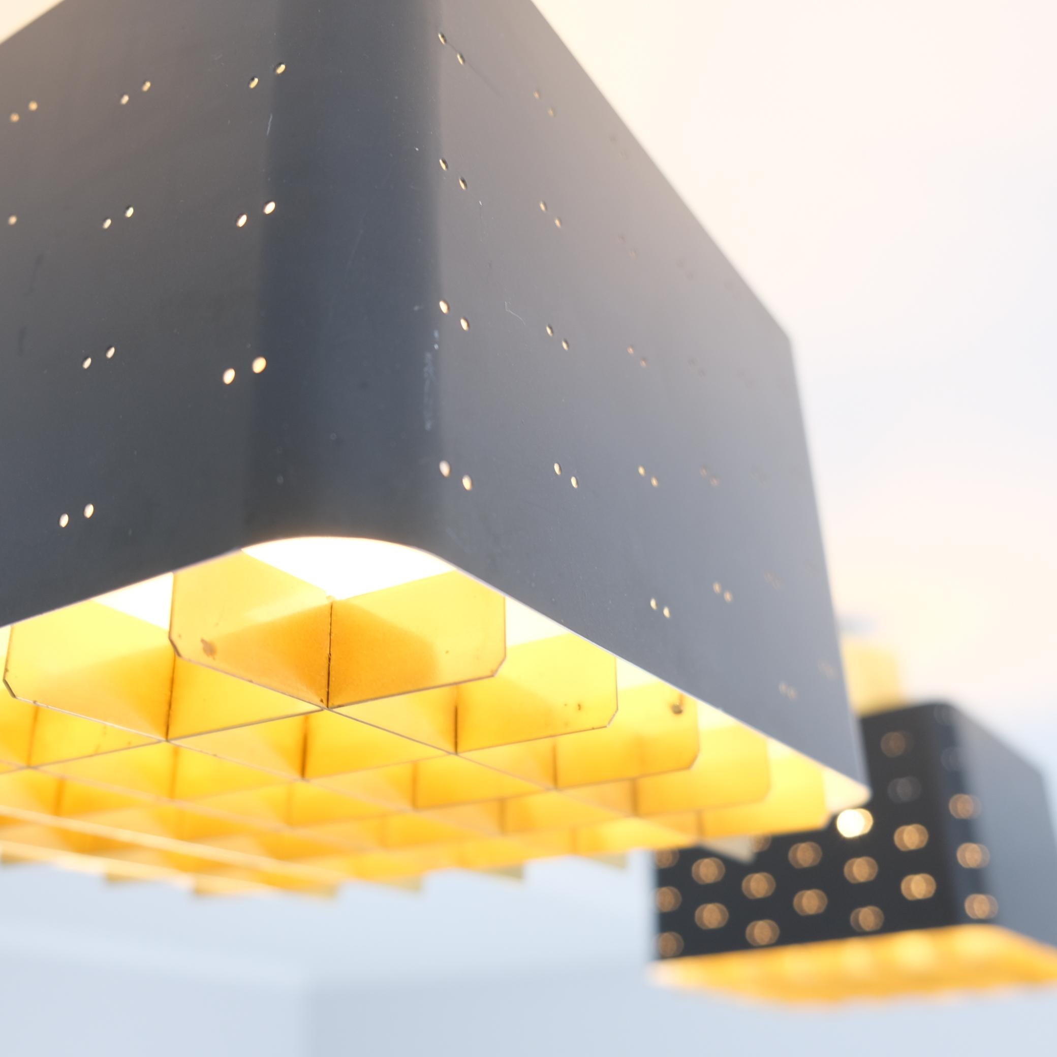 Finnish Pair of Paavo Tynell Starry Sky Ceiling Lamps 9068 In Black & Brass, Idman 1960s For Sale
