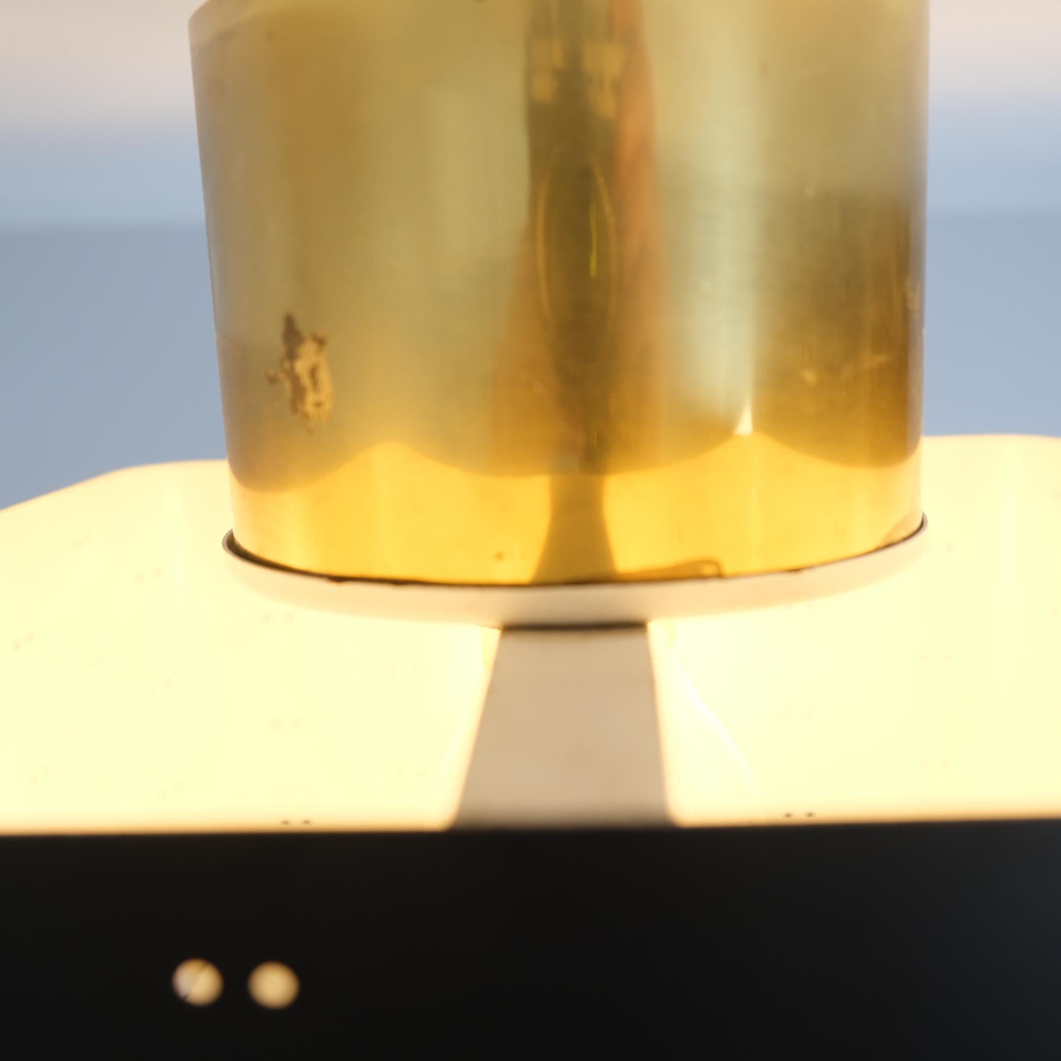 Metal Pair of Paavo Tynell Starry Sky Ceiling Lamps 9068 In Black & Brass, Idman 1960s For Sale