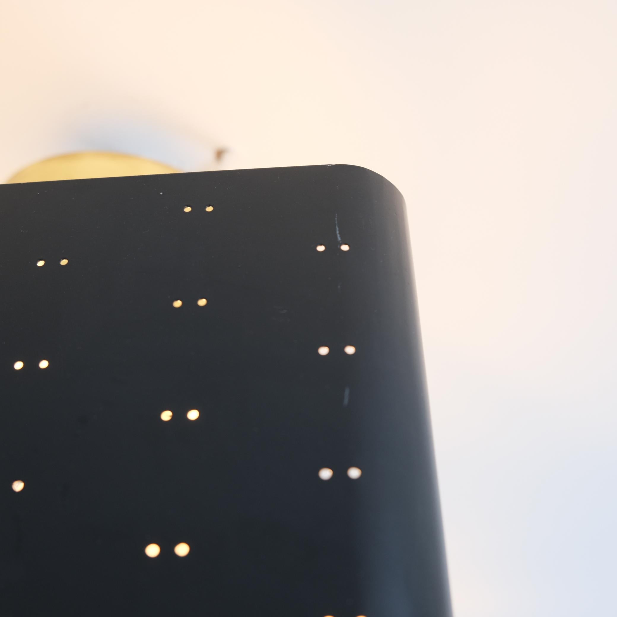 Pair of Paavo Tynell Starry Sky Ceiling Lamps 9068 In Black & Brass, Idman 1960s For Sale 2