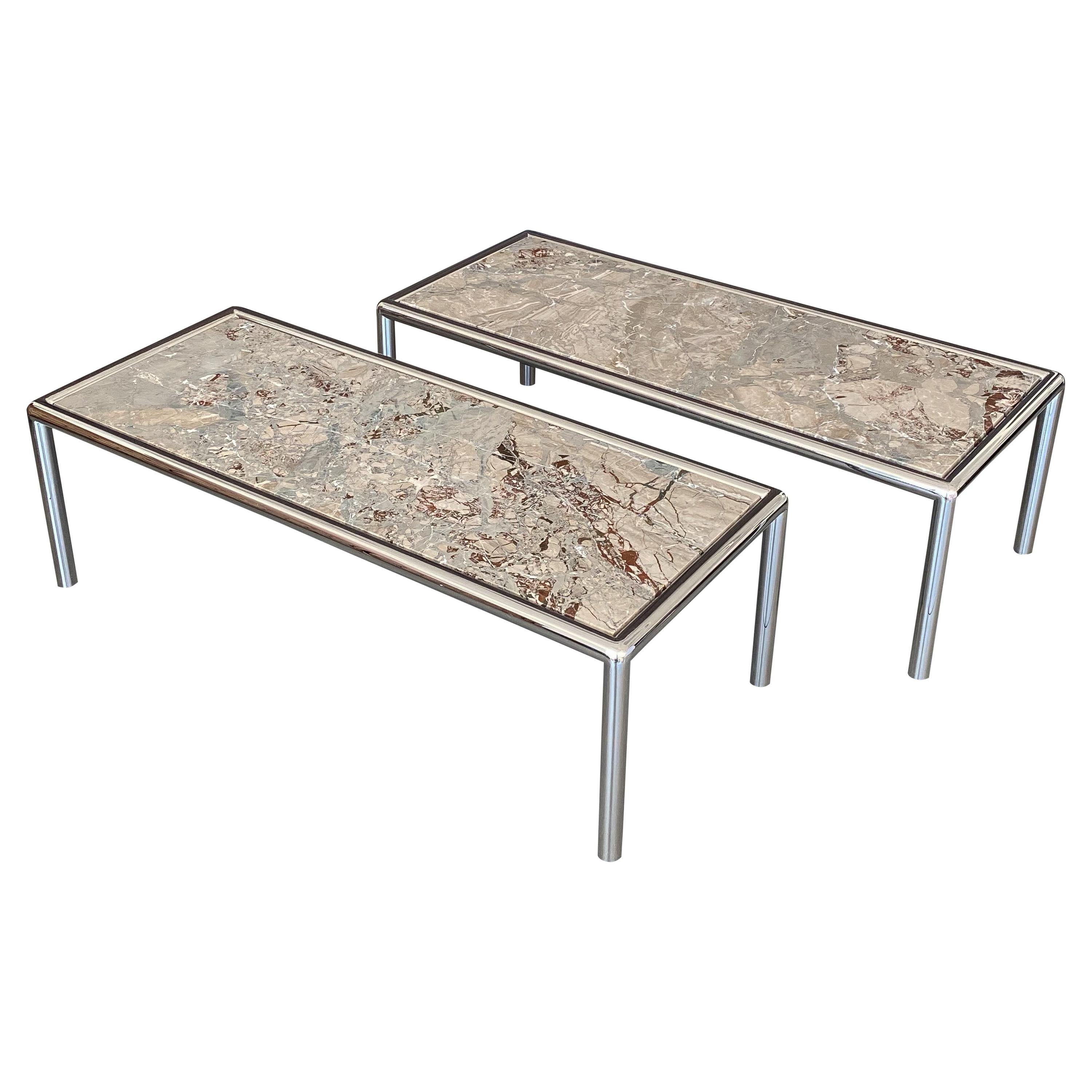 Pace Collection Chrome and Marble Coffee Table
