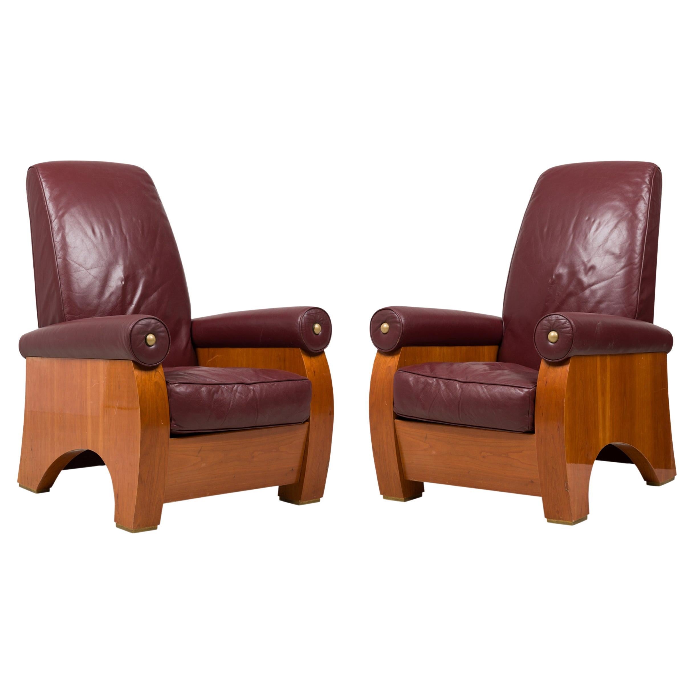 Pair of Pace Collection Mid-Century American Modern High Back Mahogany Chairs For Sale