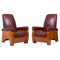 Pair of Pace Collection Mid-Century American Modern High Back Mahogany Chairs