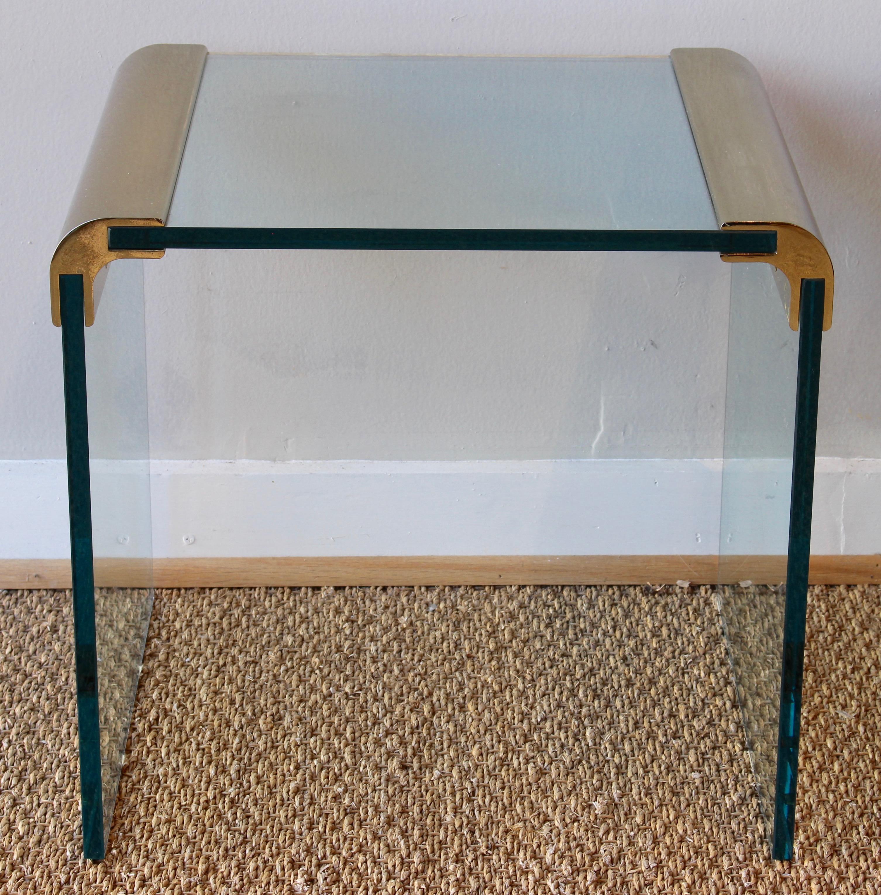 American Pair of Pace Furniture Leon Rosen Brass and Glass Side Tables