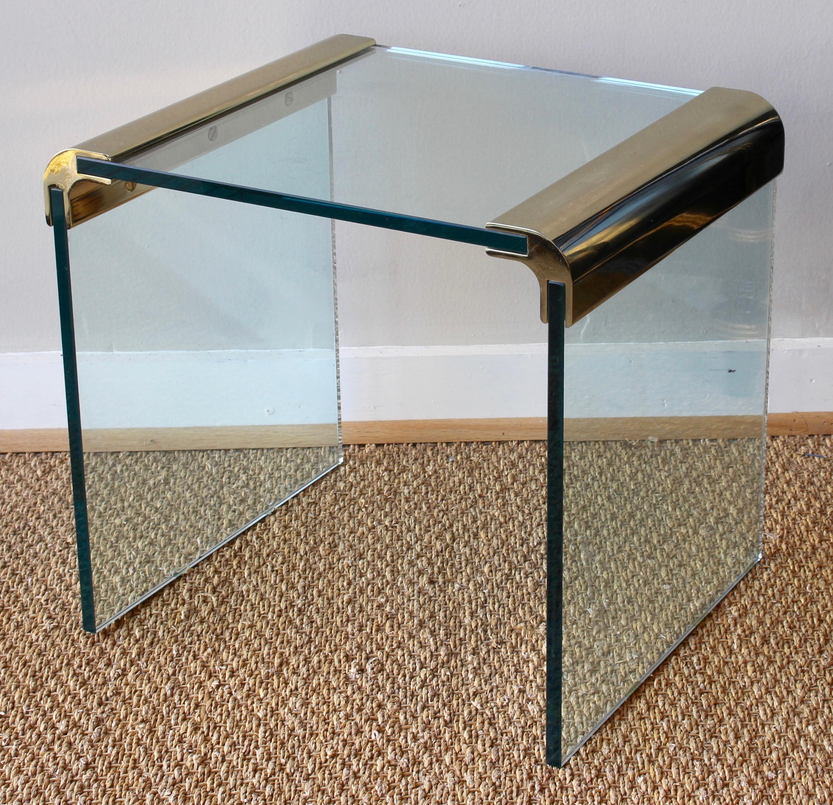 Pair of Pace Furniture Leon Rosen Brass and Glass Side Tables In Good Condition In Kilmarnock, VA