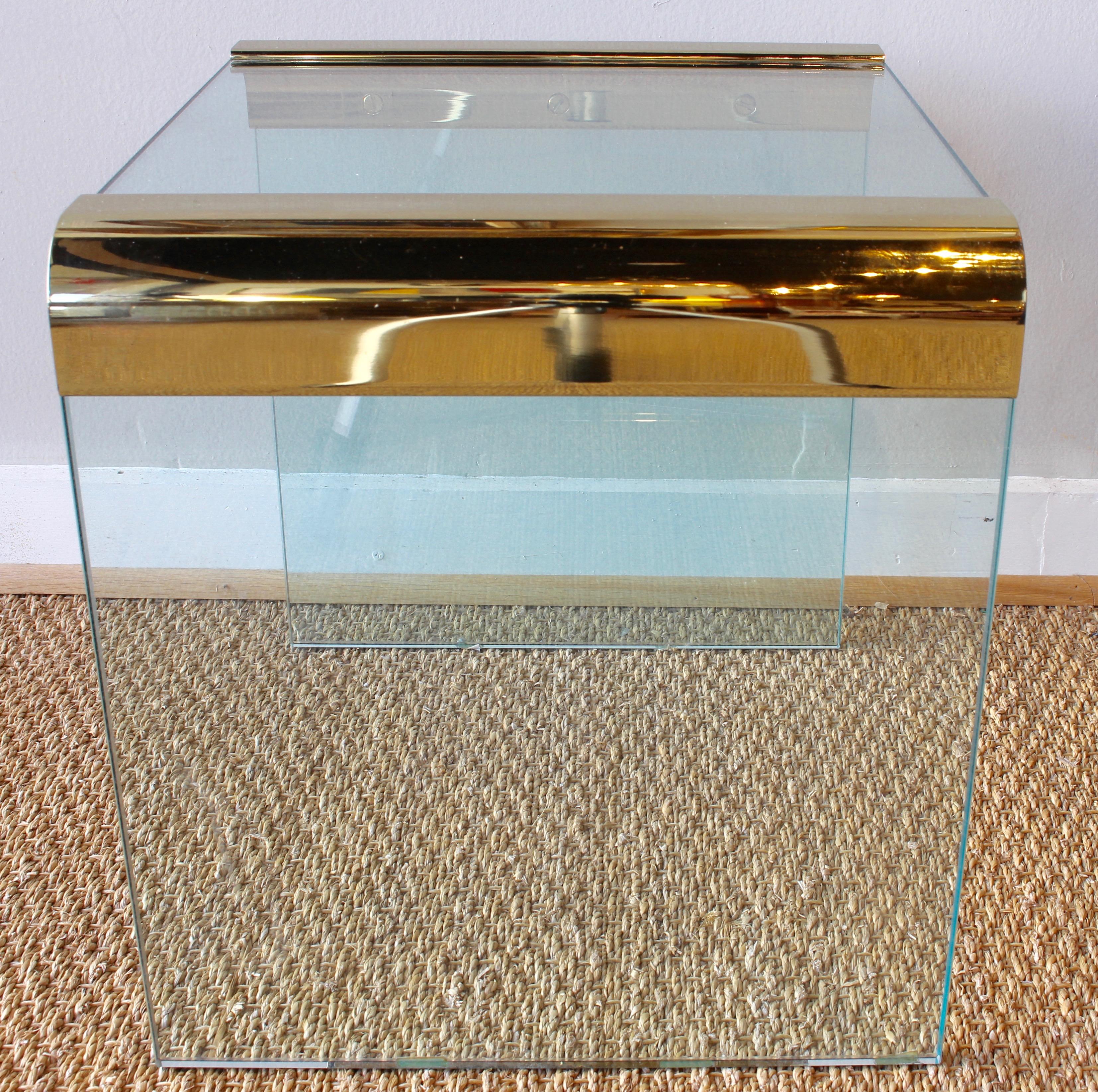Pair of Pace Furniture Leon Rosen Brass and Glass Side Tables 1